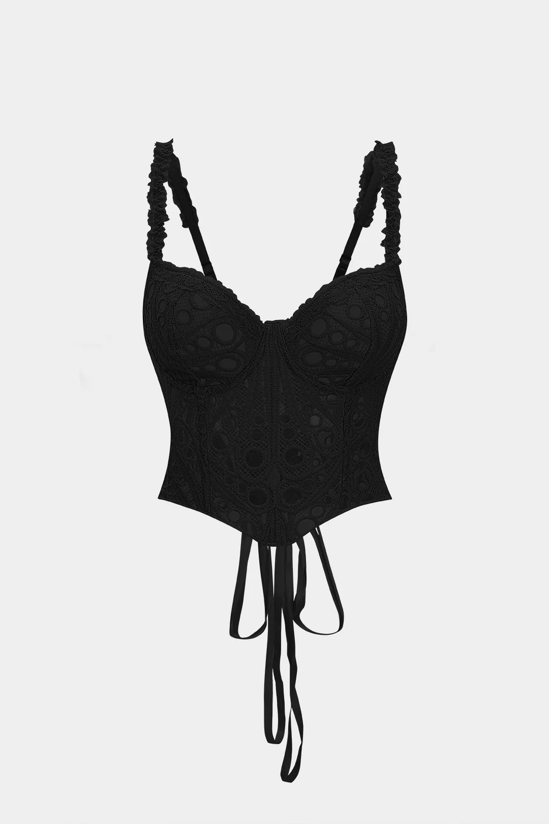 Lace Trim Bustier Corset Tie-Back Cami Top - Image 4