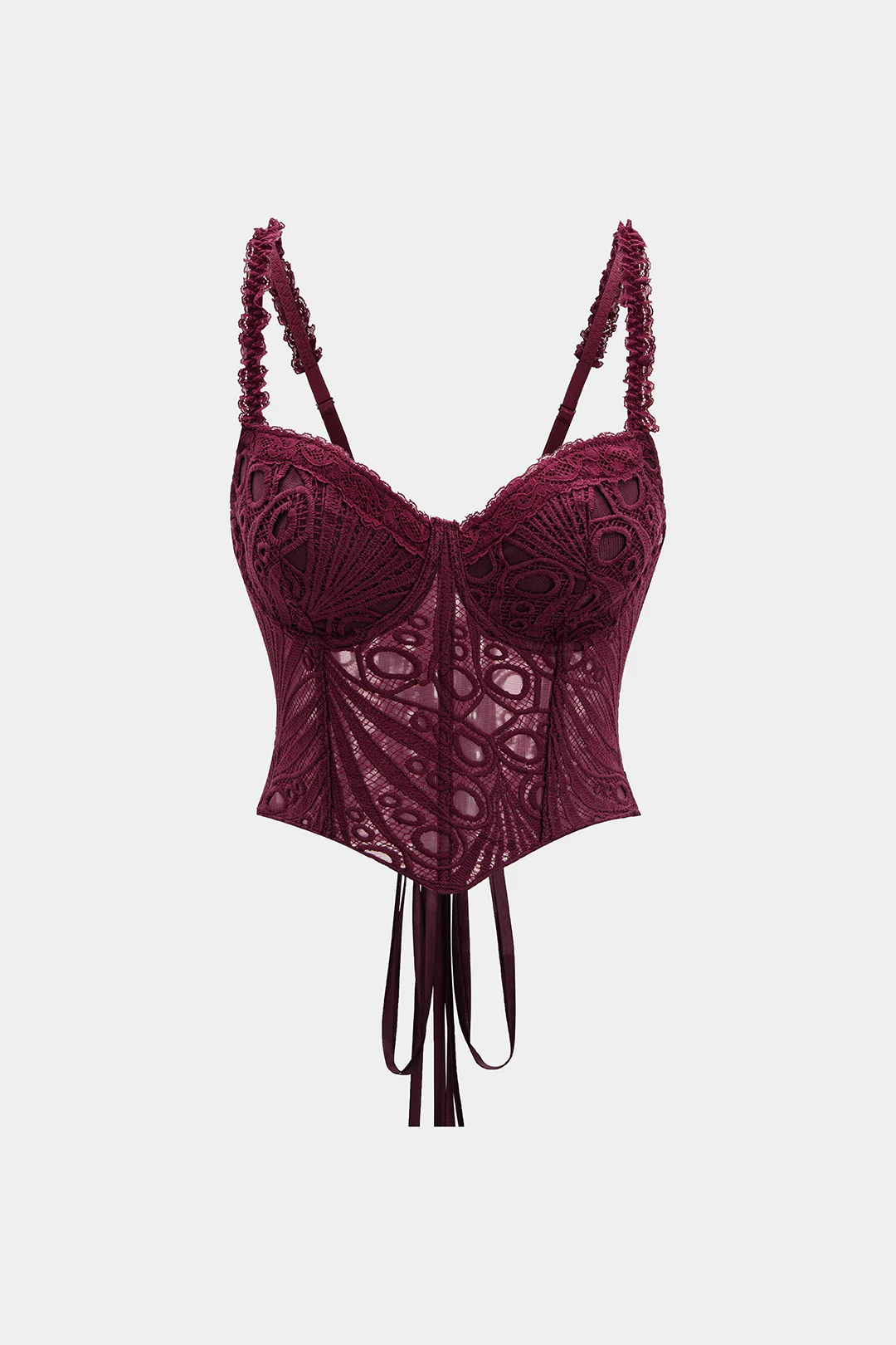 Lace Trim Bustier Corset Tie-Back Cami Top - Image 6