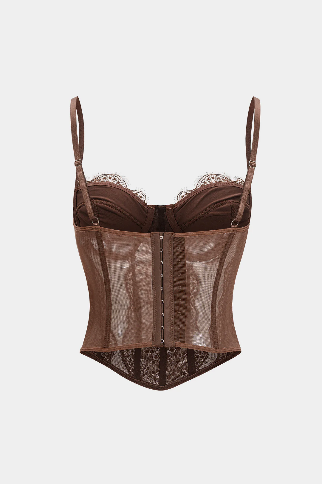Mesh Patchwork Bustier Corset Cami Top - Image 2
