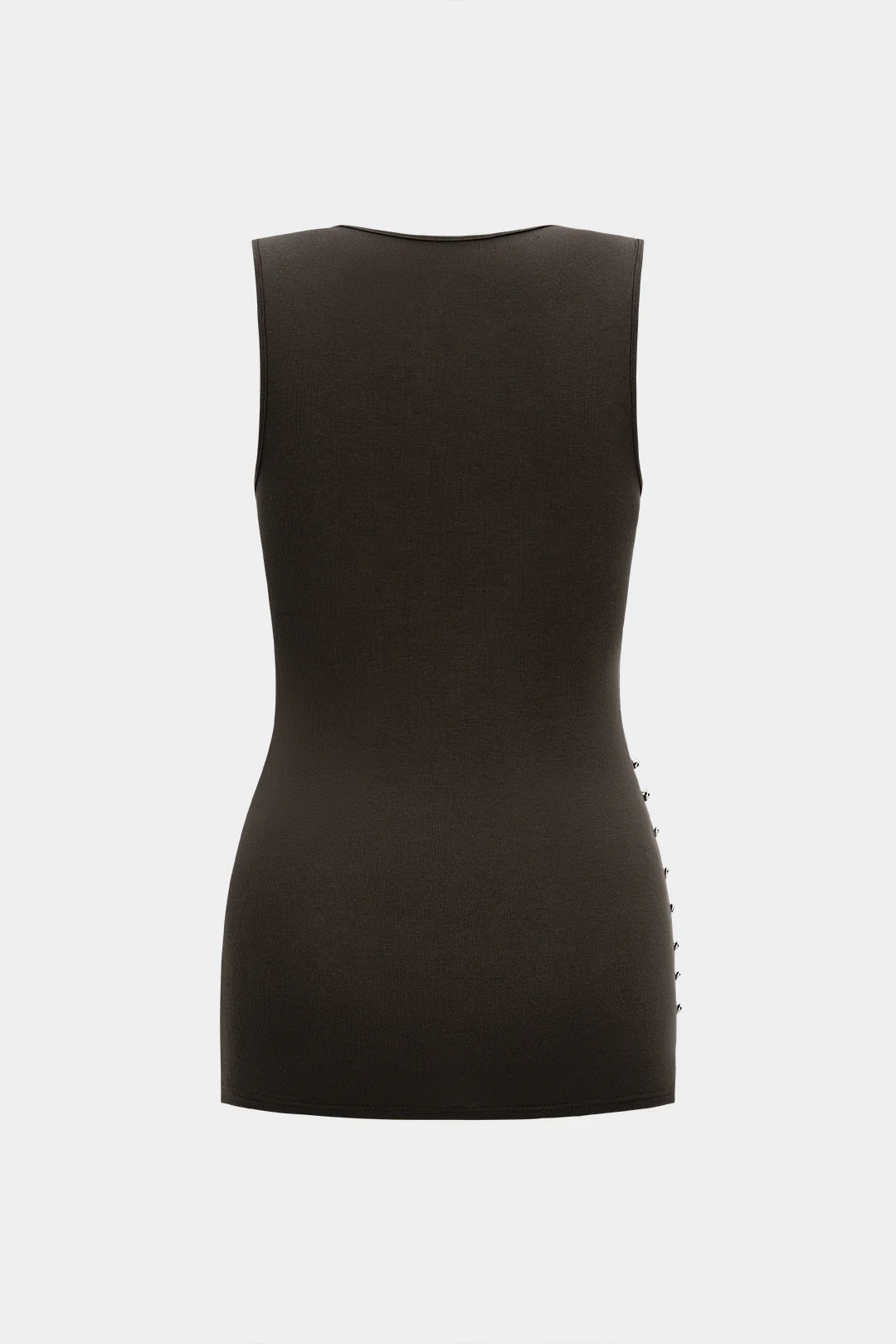Deep V-Neck Pleated Button Tank Top - Image 2