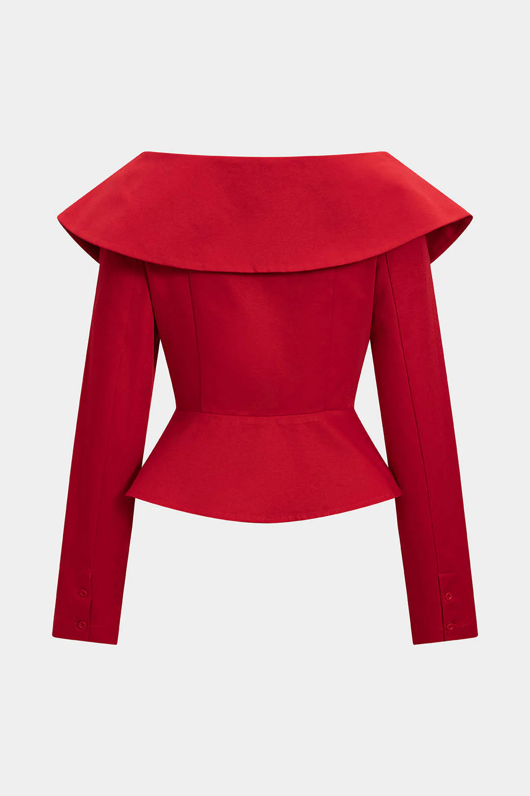 Asymmetrical Metallic Button Crossed Long-Sleeve Shirt - Image 2