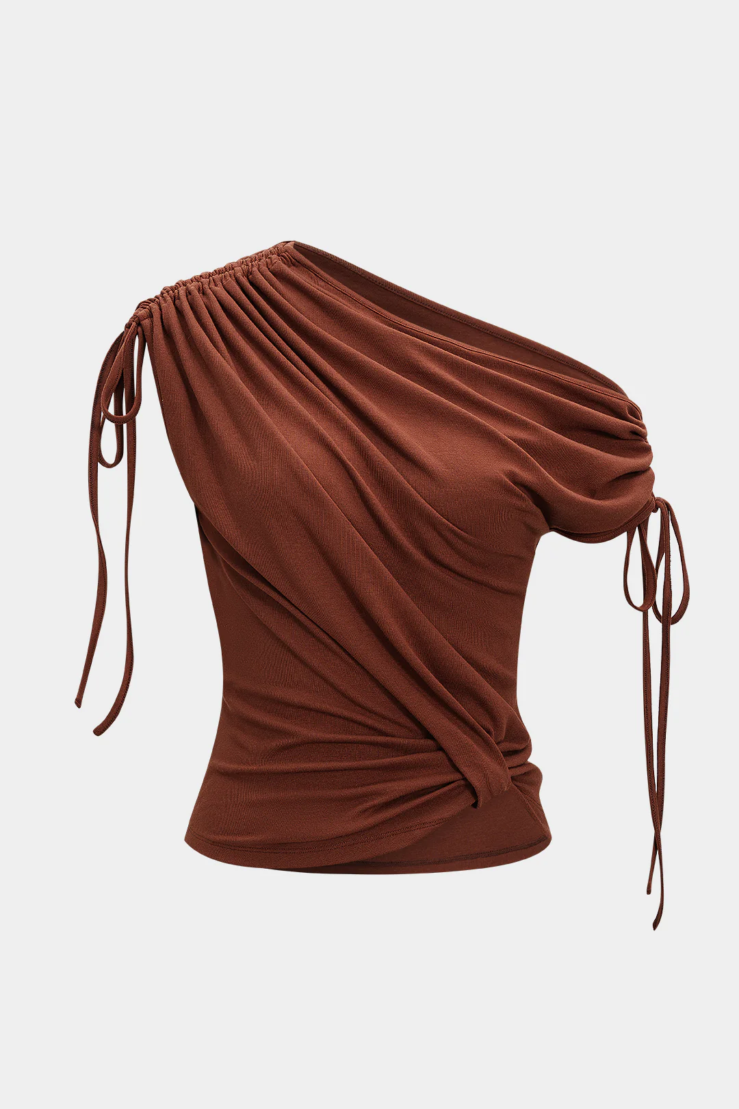 Ruched Asymmetrical Tie-Up Short Sleeve T-Shirt