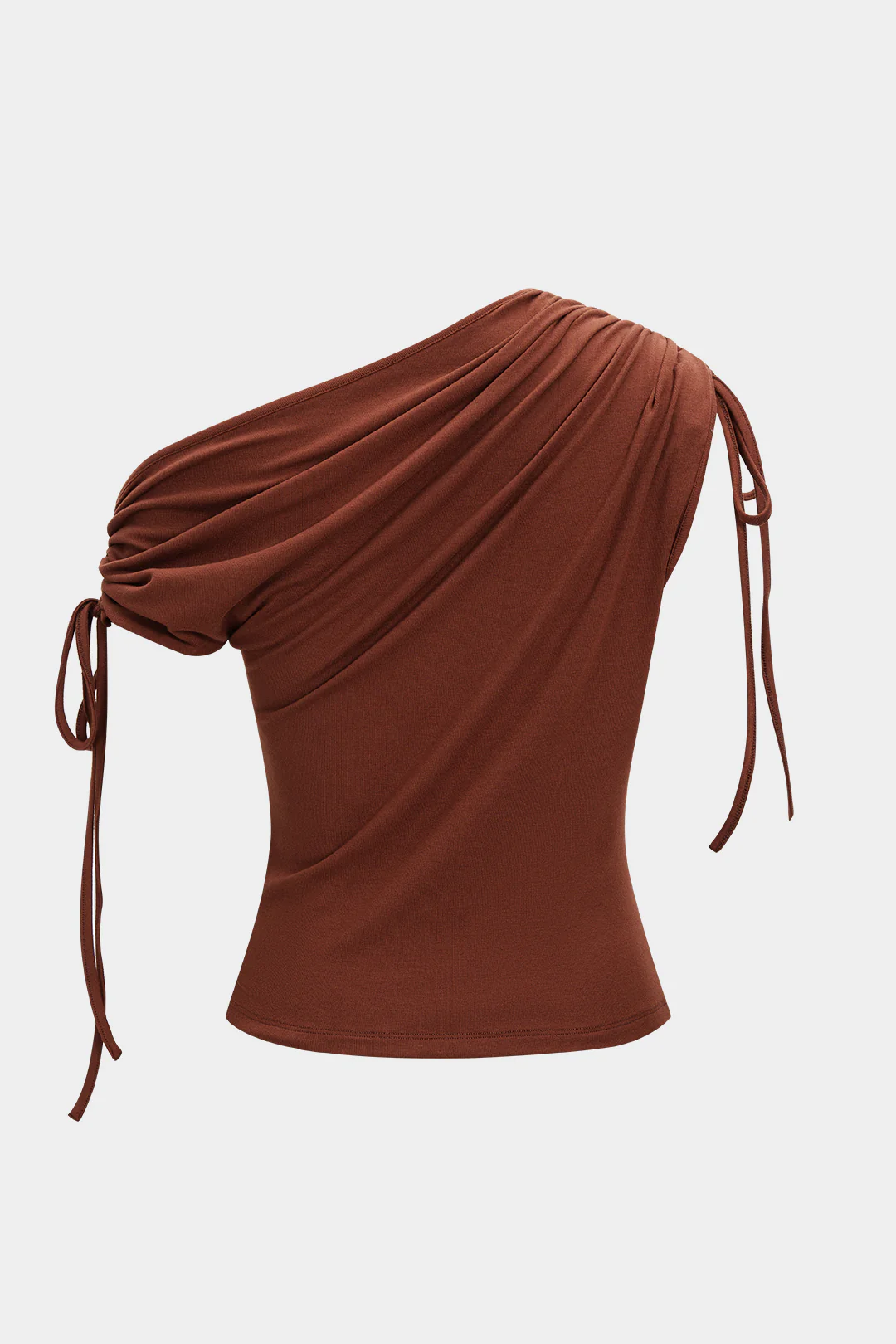 Ruched Asymmetrical Tie-Up Short Sleeve T-Shirt - Image 2