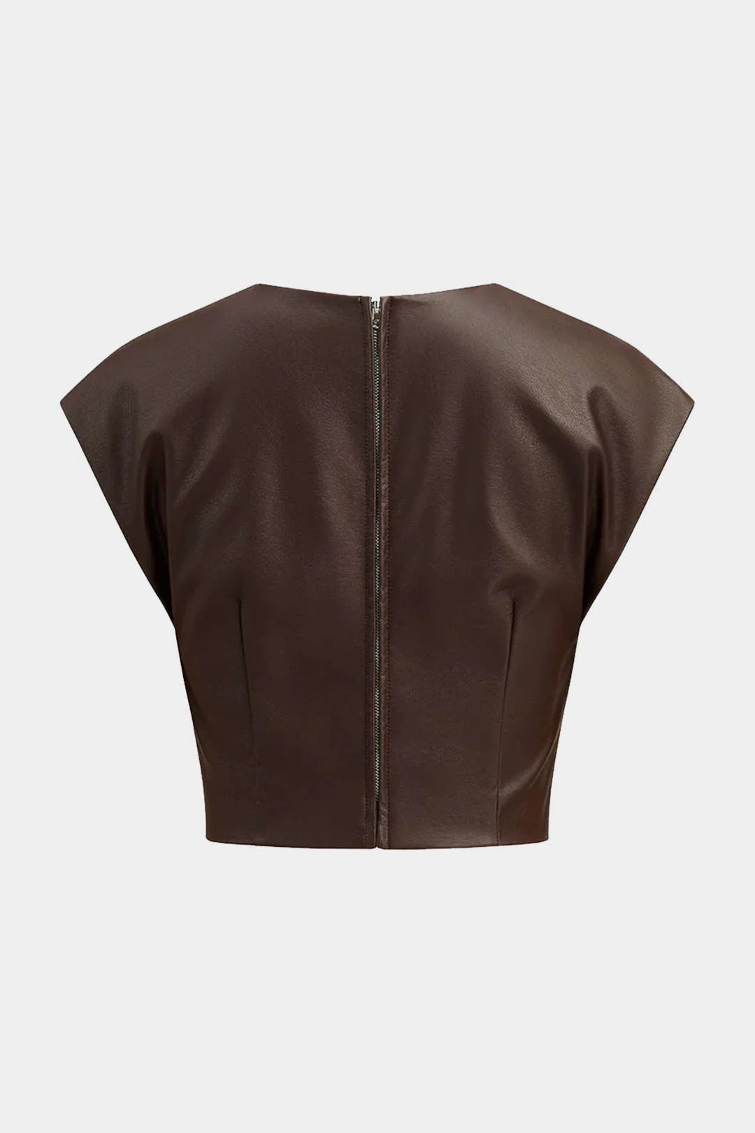 Faux Leather Zipper Twist Knot Tank Top - Image 2