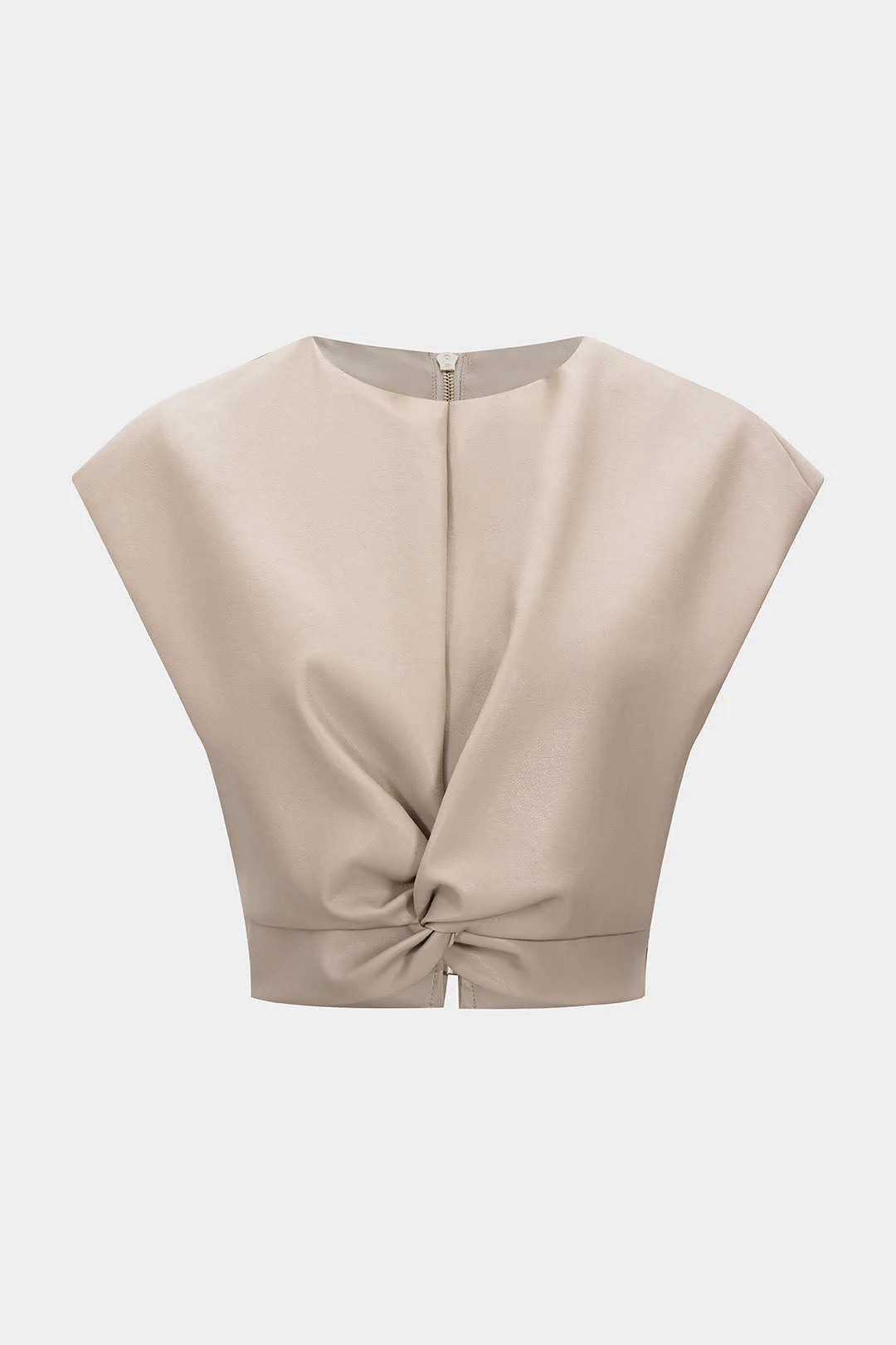 Faux Leather Zipper Twist Knot Tank Top - Image 3