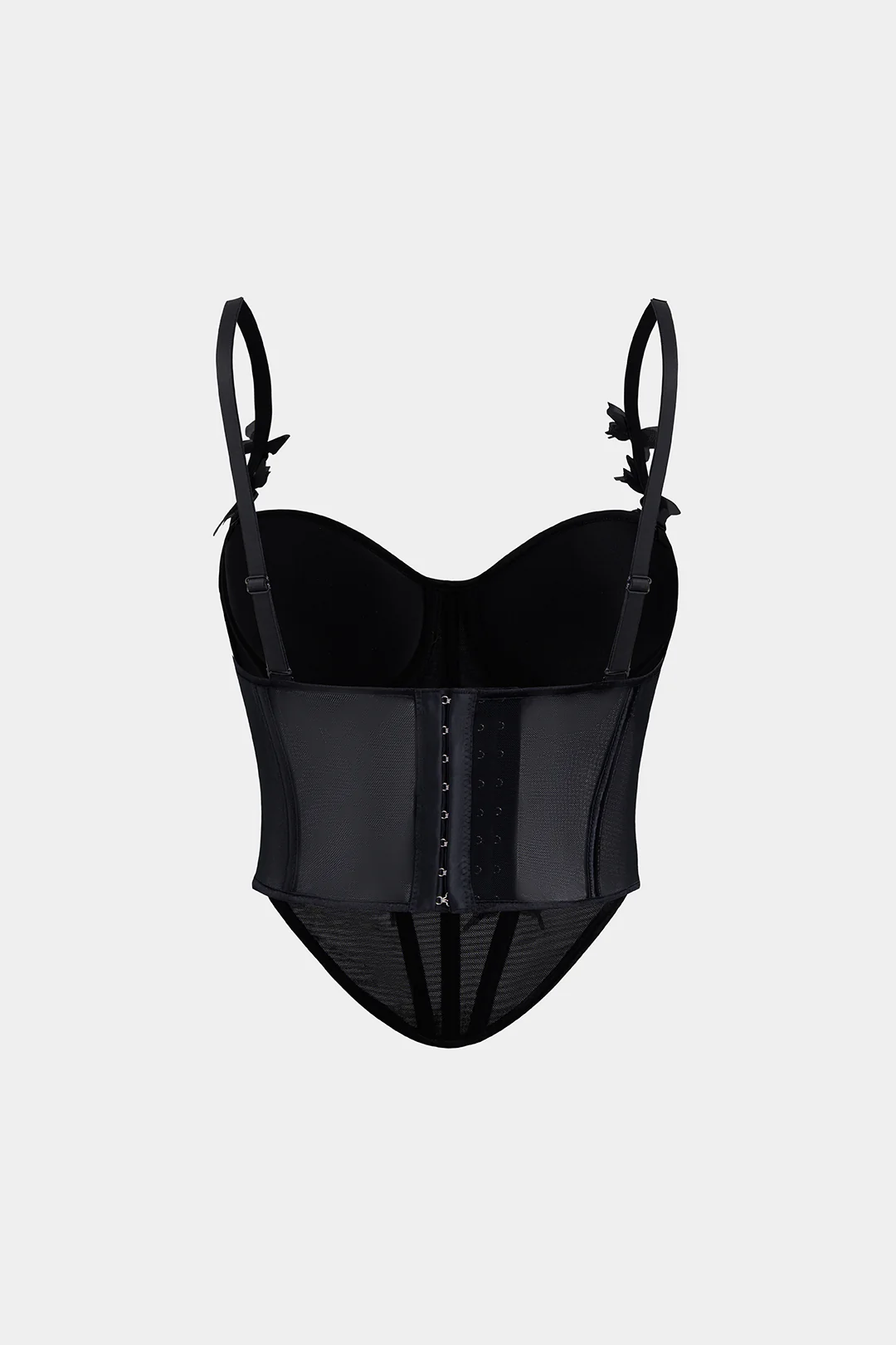 3D Flower Appliques Sheer Mesh Corset Backless Cami Top - Image 2