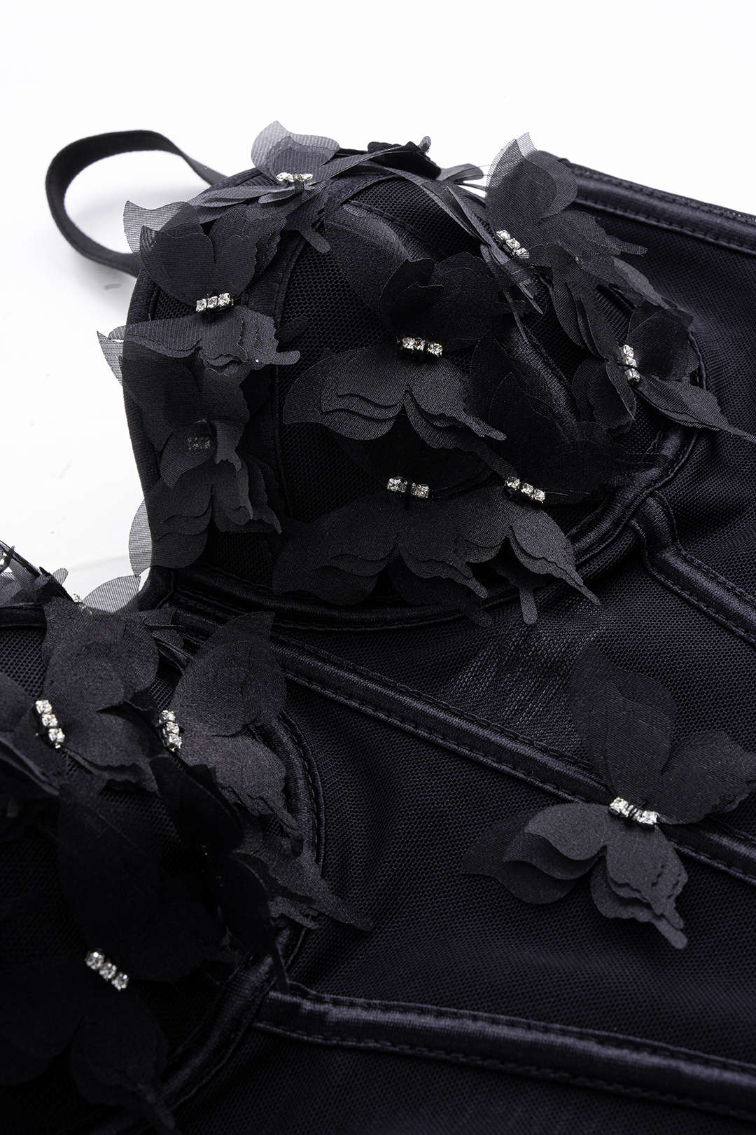 3D Flower Appliques Sheer Mesh Corset Backless Cami Top - Image 3