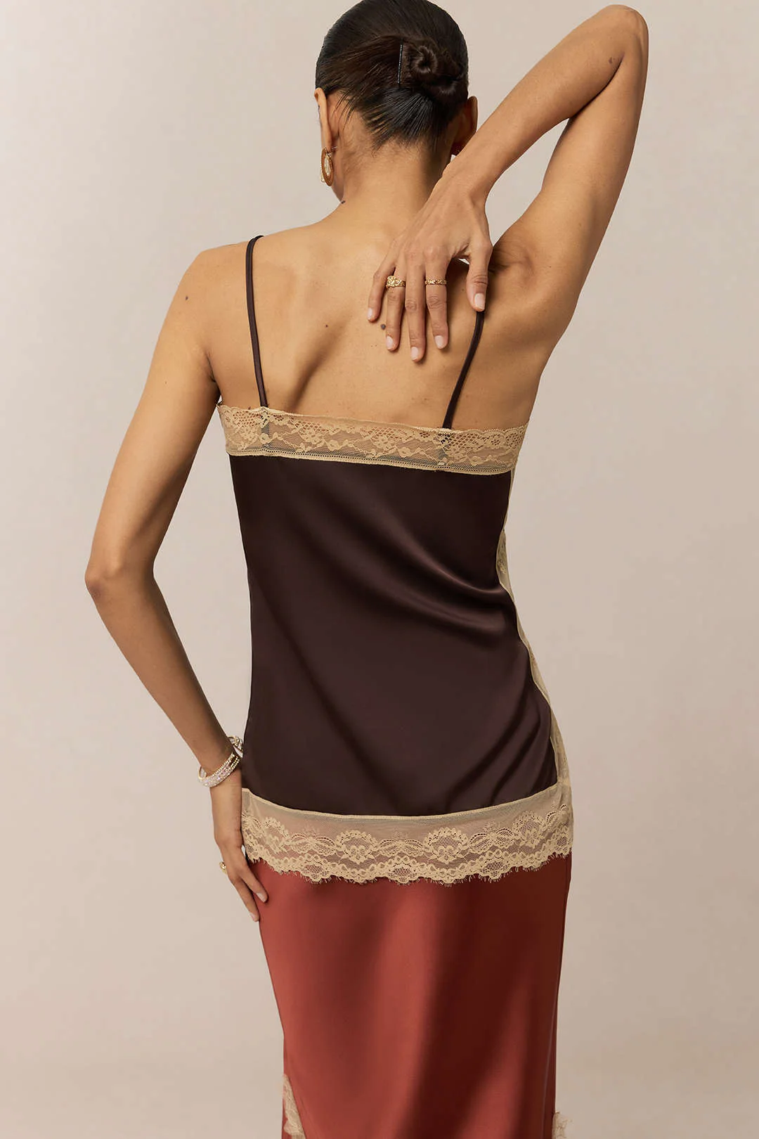 Satin Patchwork Lace Trim Cami Top - Image 5