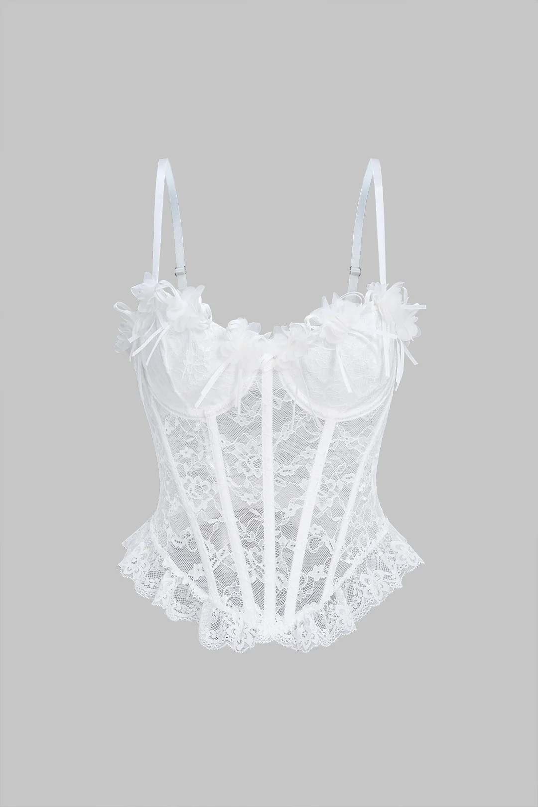 Lace Ruffle Edge Corset Waistband Slip Cami Top - Image 6