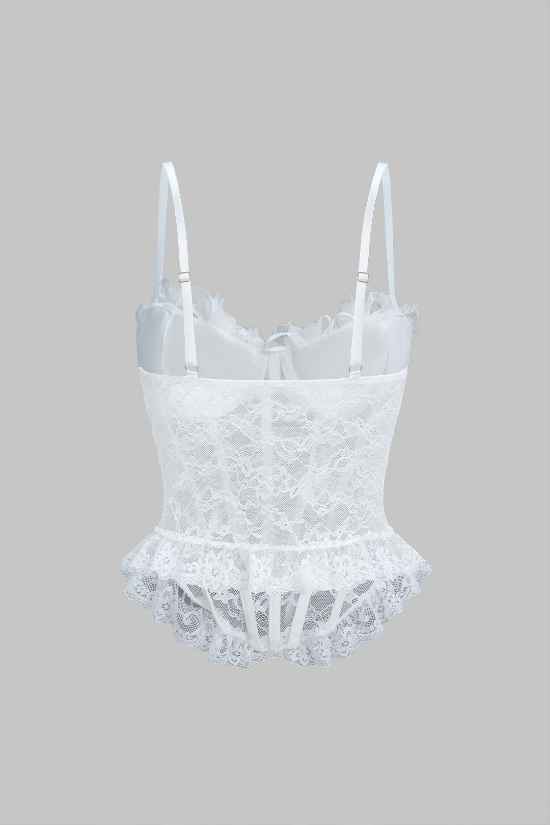 Lace Ruffle Edge Corset Waistband Slip Cami Top - Image 7