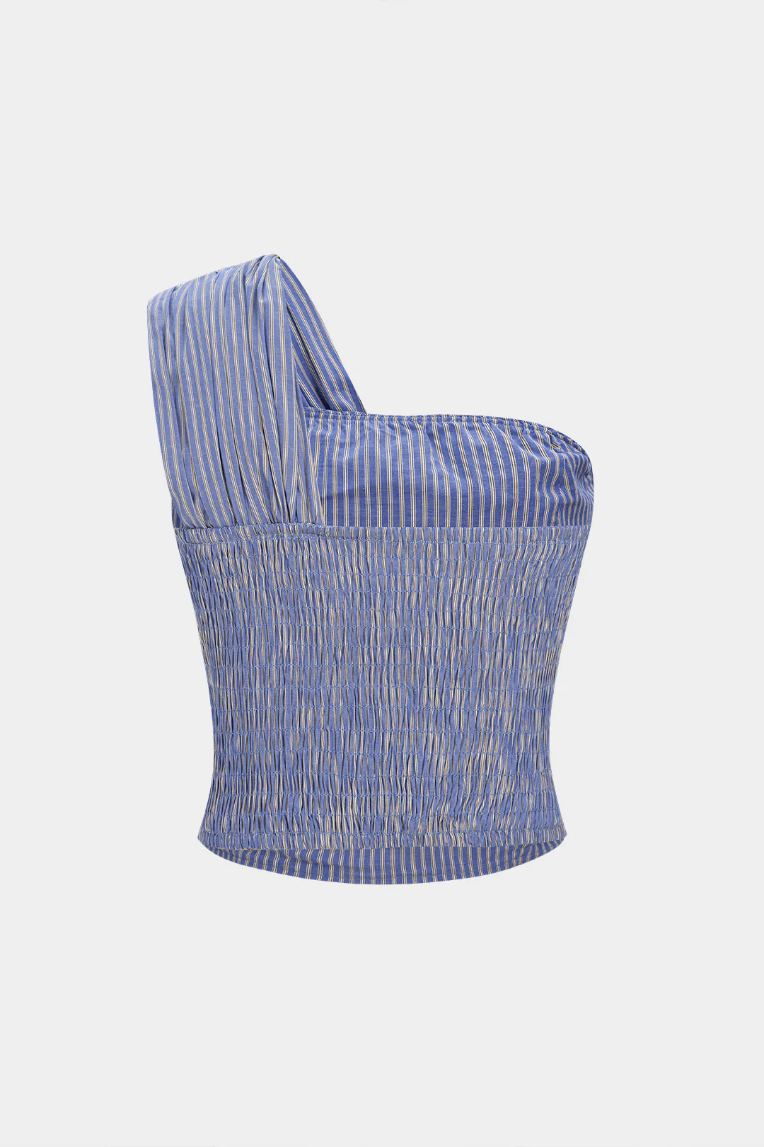 Striped One Shoulder Asymmetrical Ruched Tank Top - Image 2