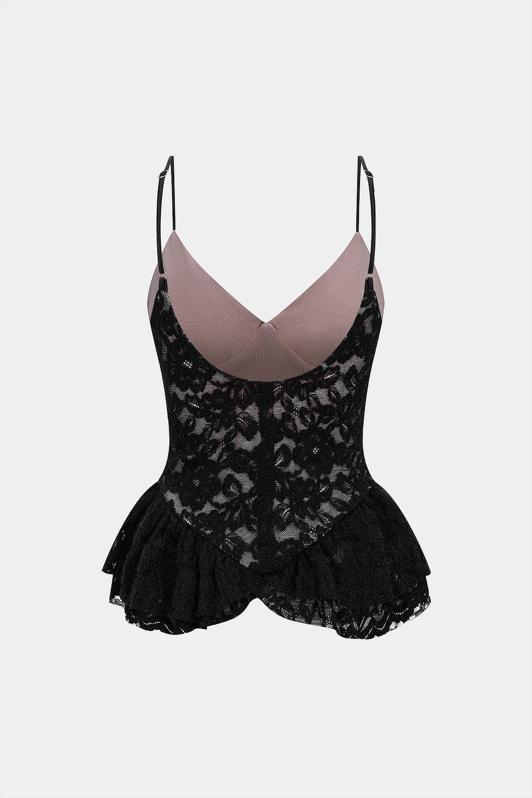 V-Neck Lace Patchwork Bustier Slip Cami Top - Image 2