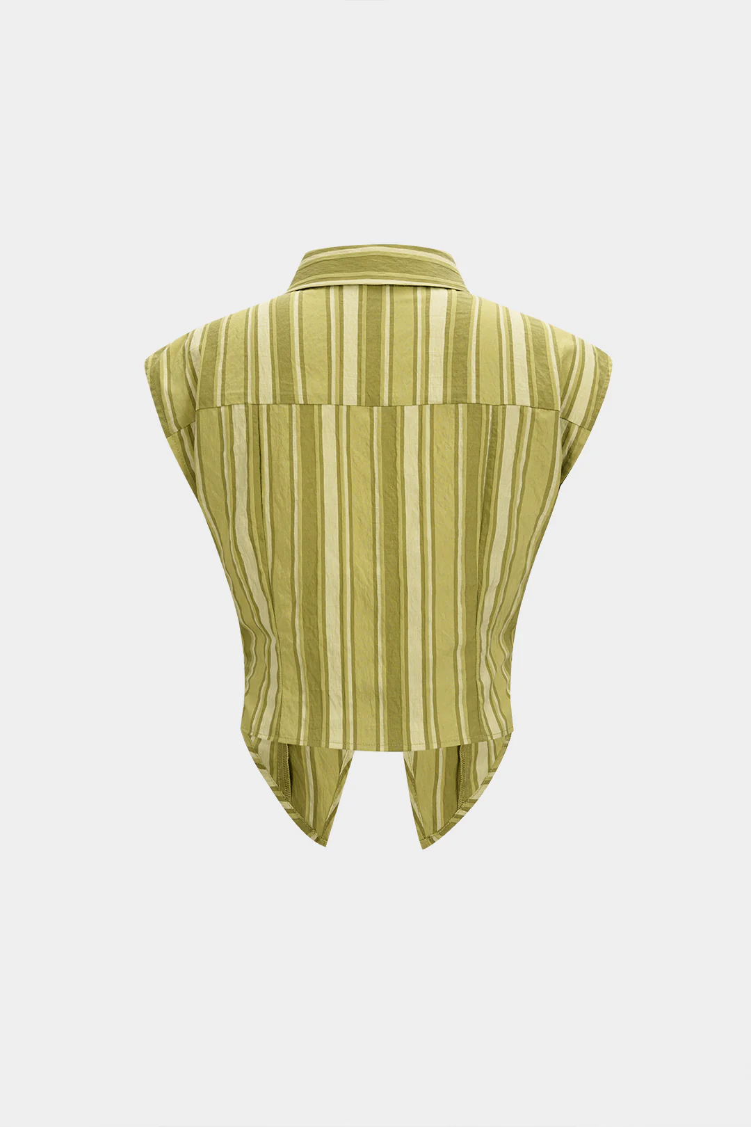 Stripes Print Lapel Cut Out Tank Top - Image 2