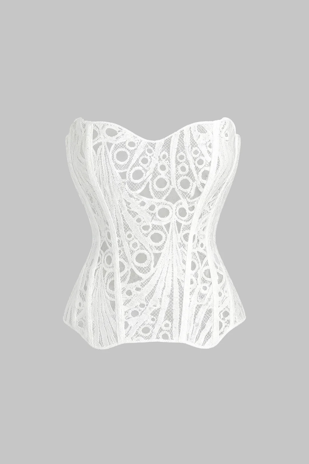 Floral Print Jacquard Patchwork Textured Tie Back Tube Top - Image 6