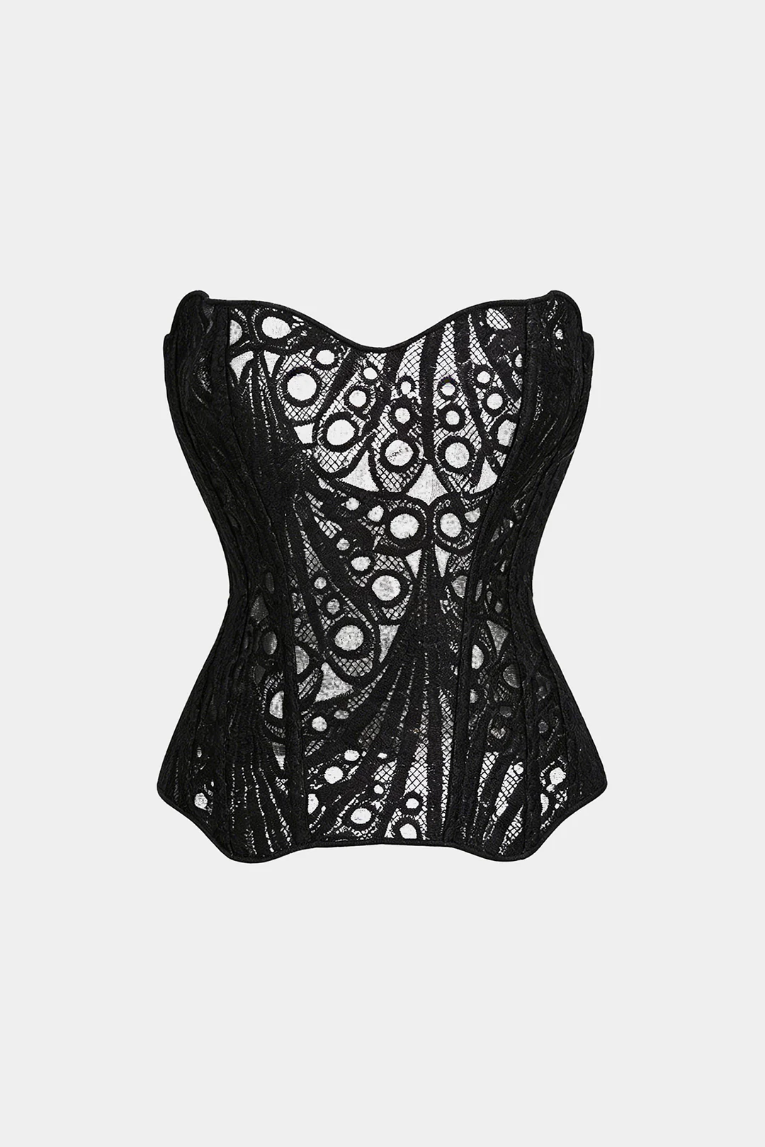Floral Print Jacquard Patchwork Textured Tie Back Tube Top - Image 7