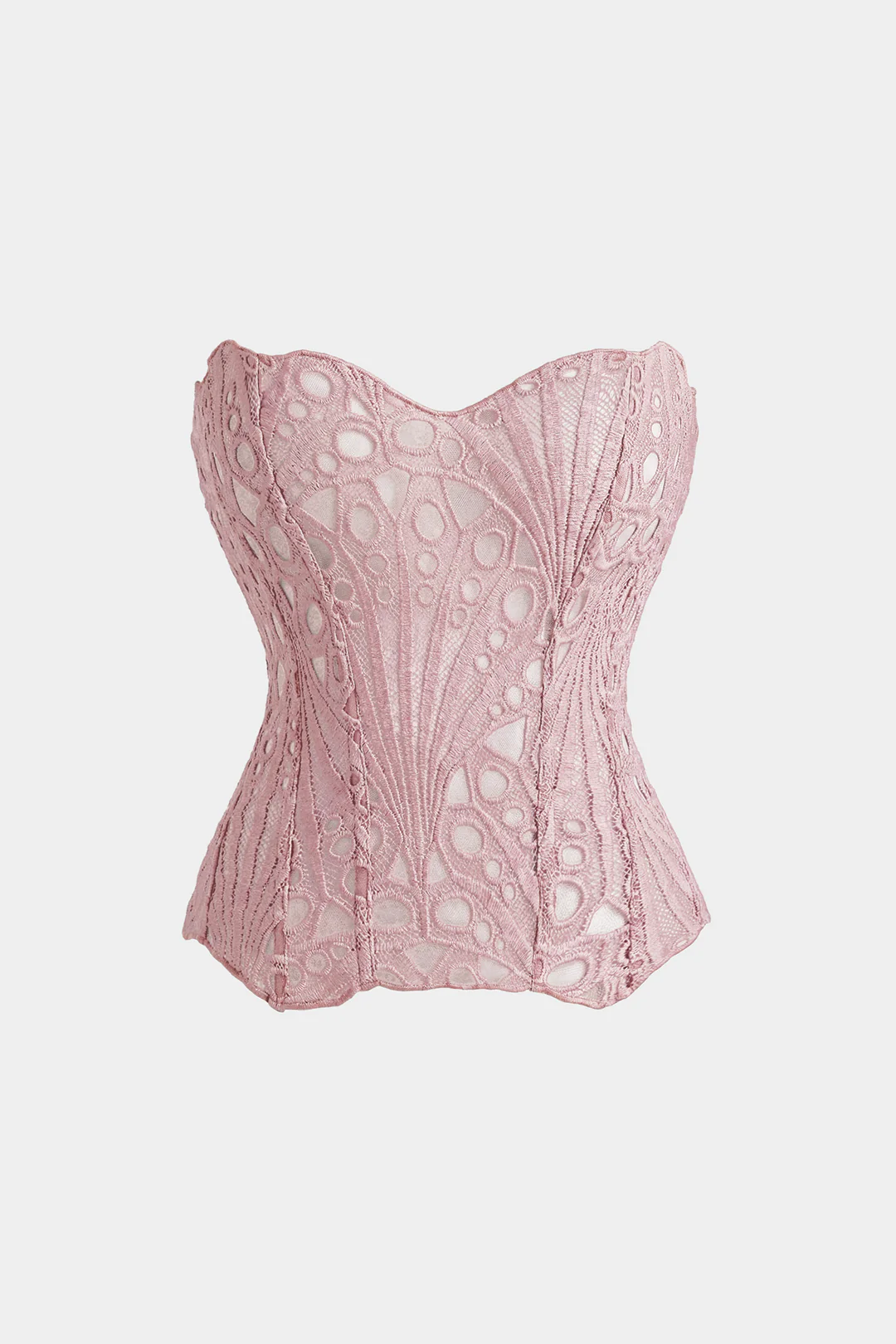 Floral Print Jacquard Patchwork Textured Tie Back Tube Top - Image 8