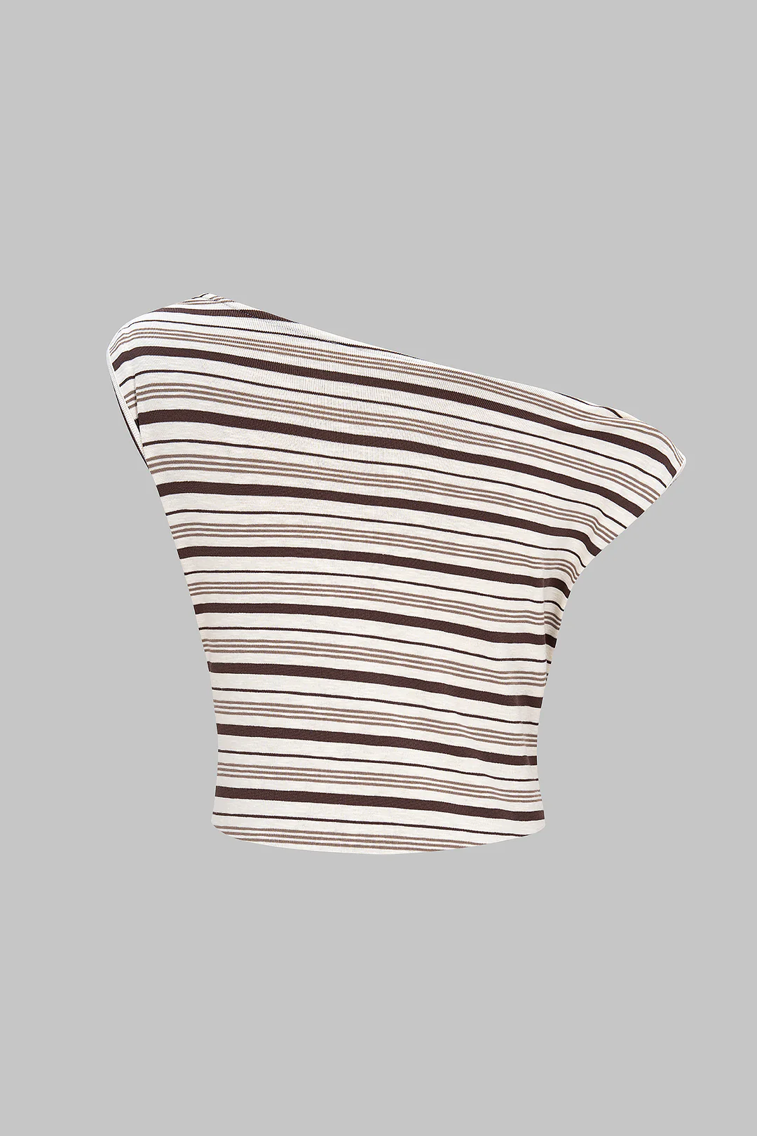 Stripes Print Twist Knot One Shoulder Tank Top - Image 2