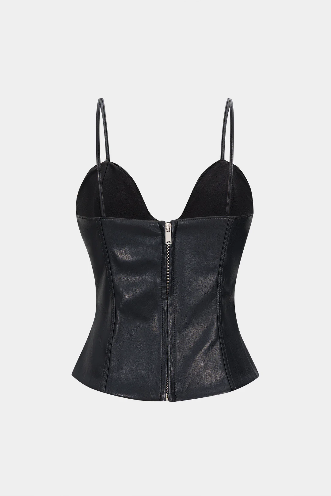 Faux Leather Zipper Cami Top - Image 2