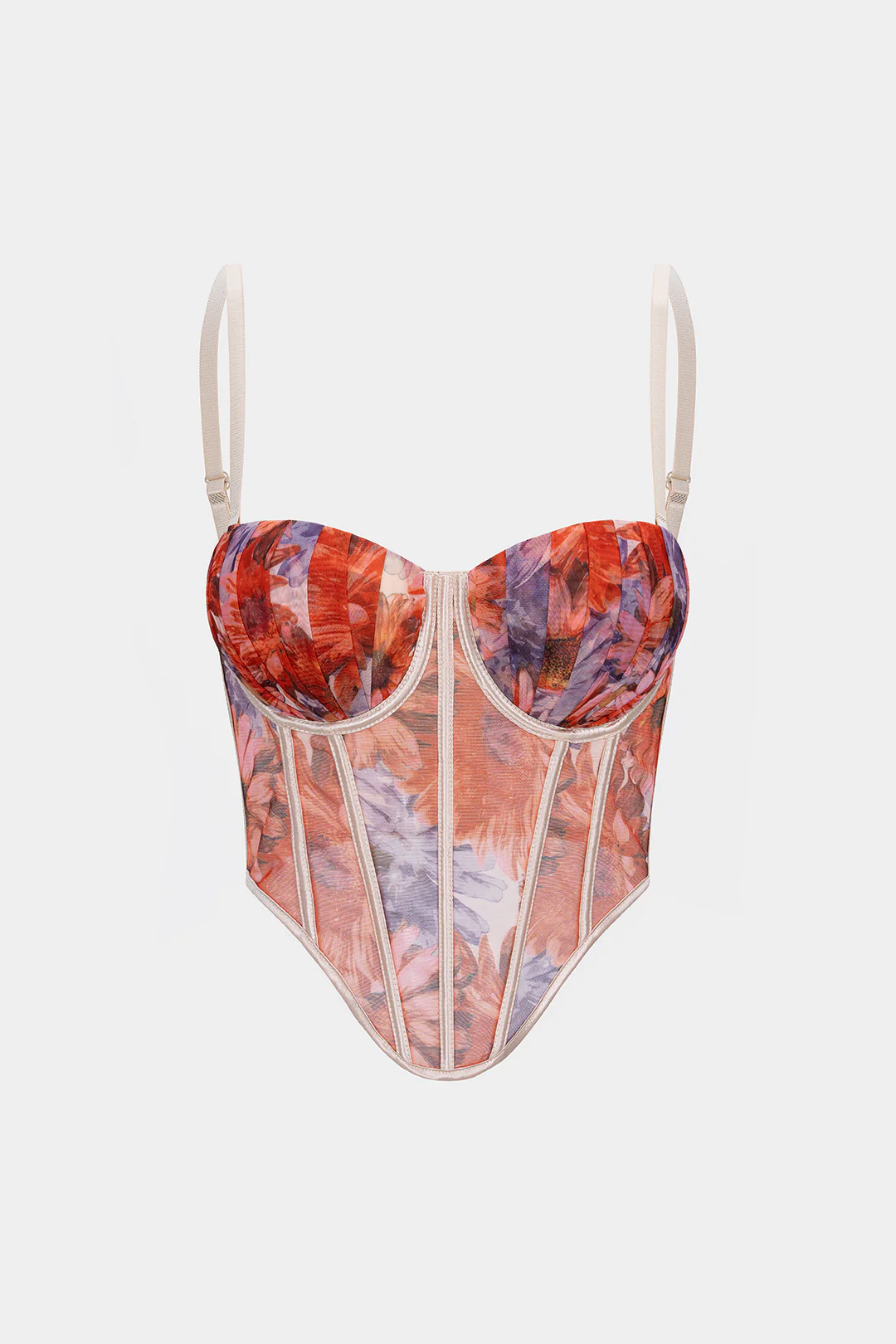 Flral Print Mesh Corset Cami Top - Image 7