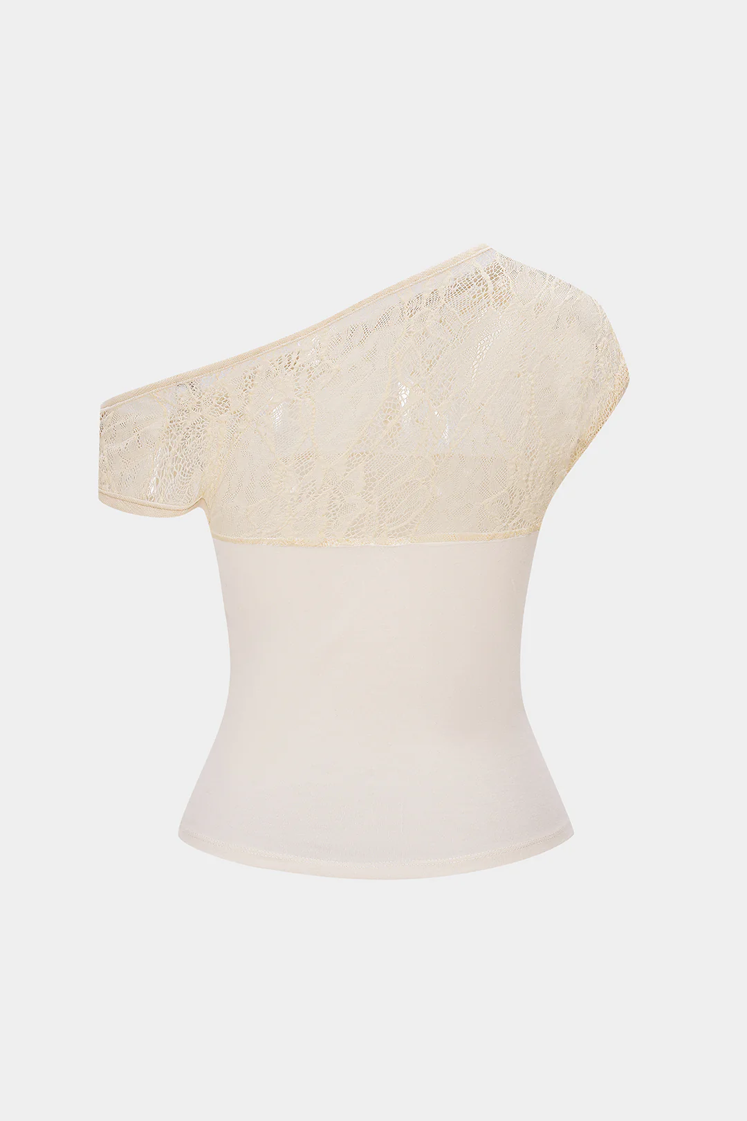 Lace Patchwork Twist Knot One Shoulder Sleeveless Top - Image 2