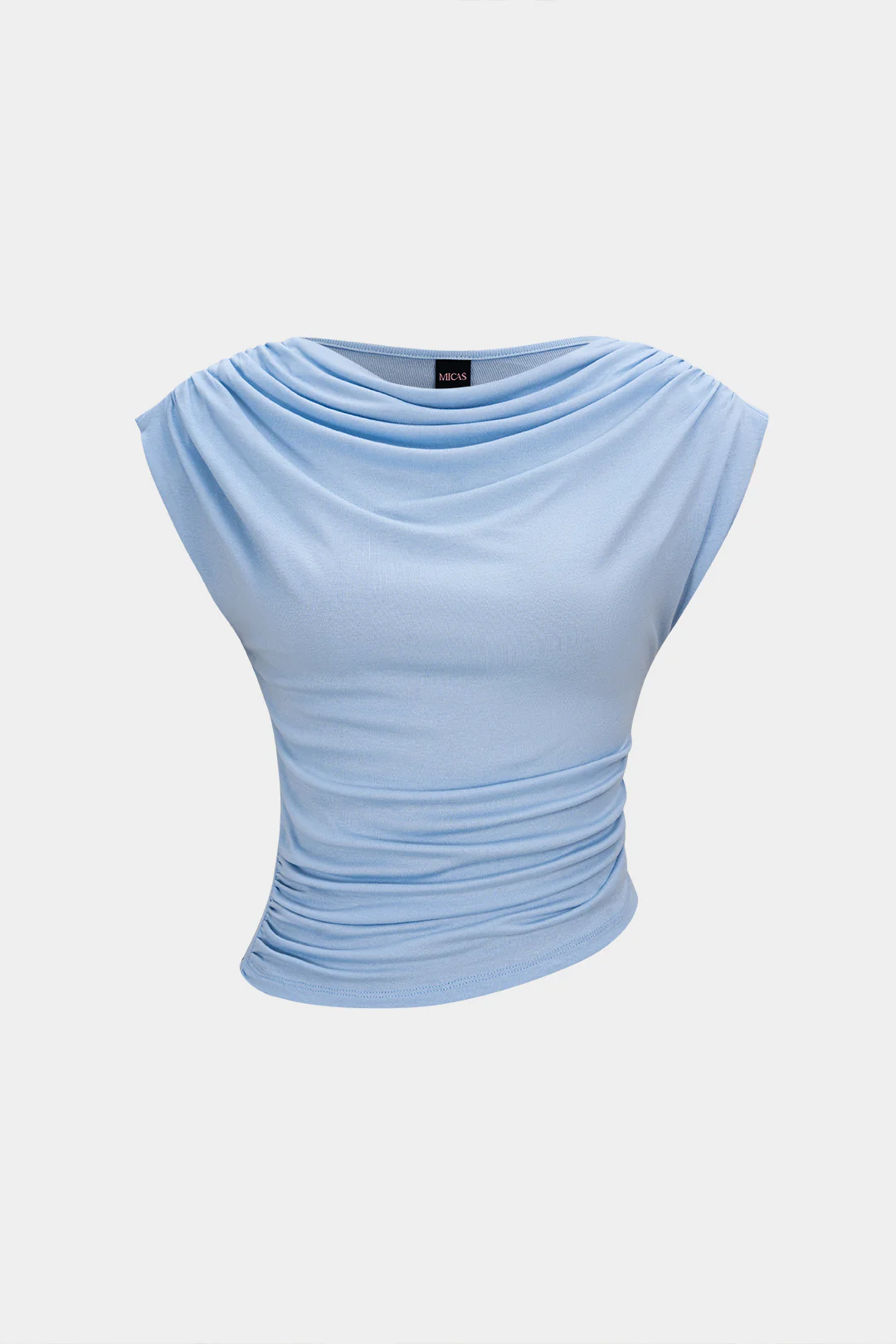 Solid Ruched Asymmetrical Tank Top - Image 2