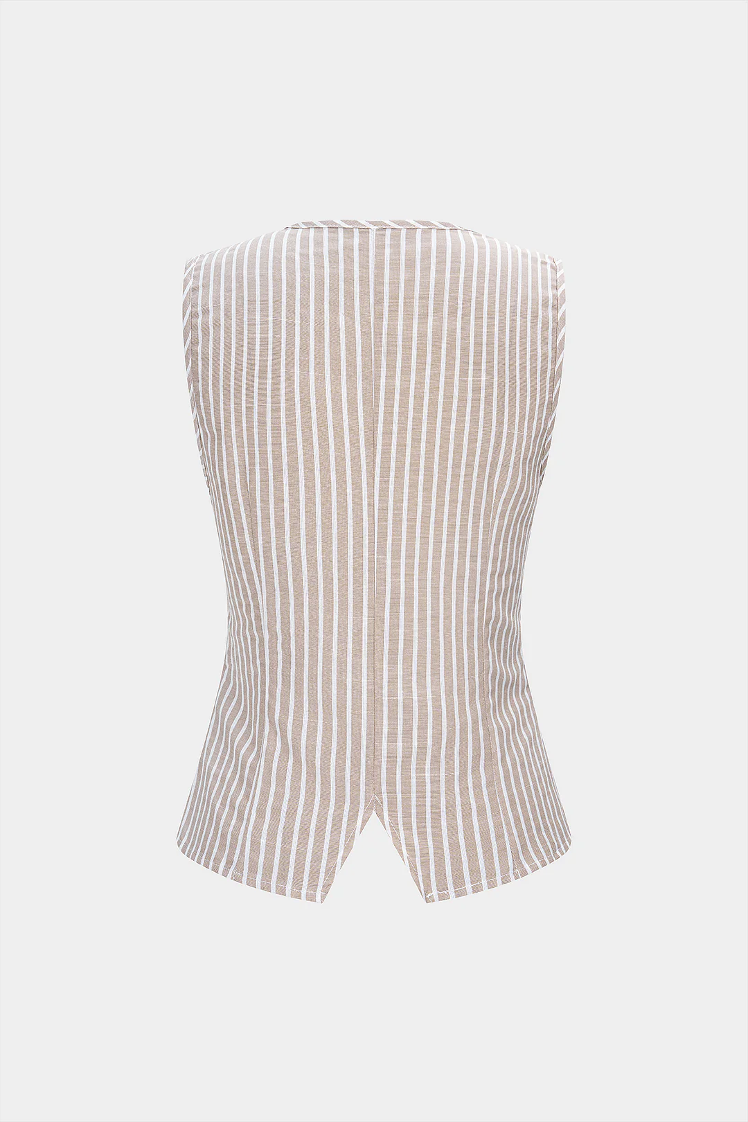 Striped Round Neck Metallic Button Tank Top - Image 2