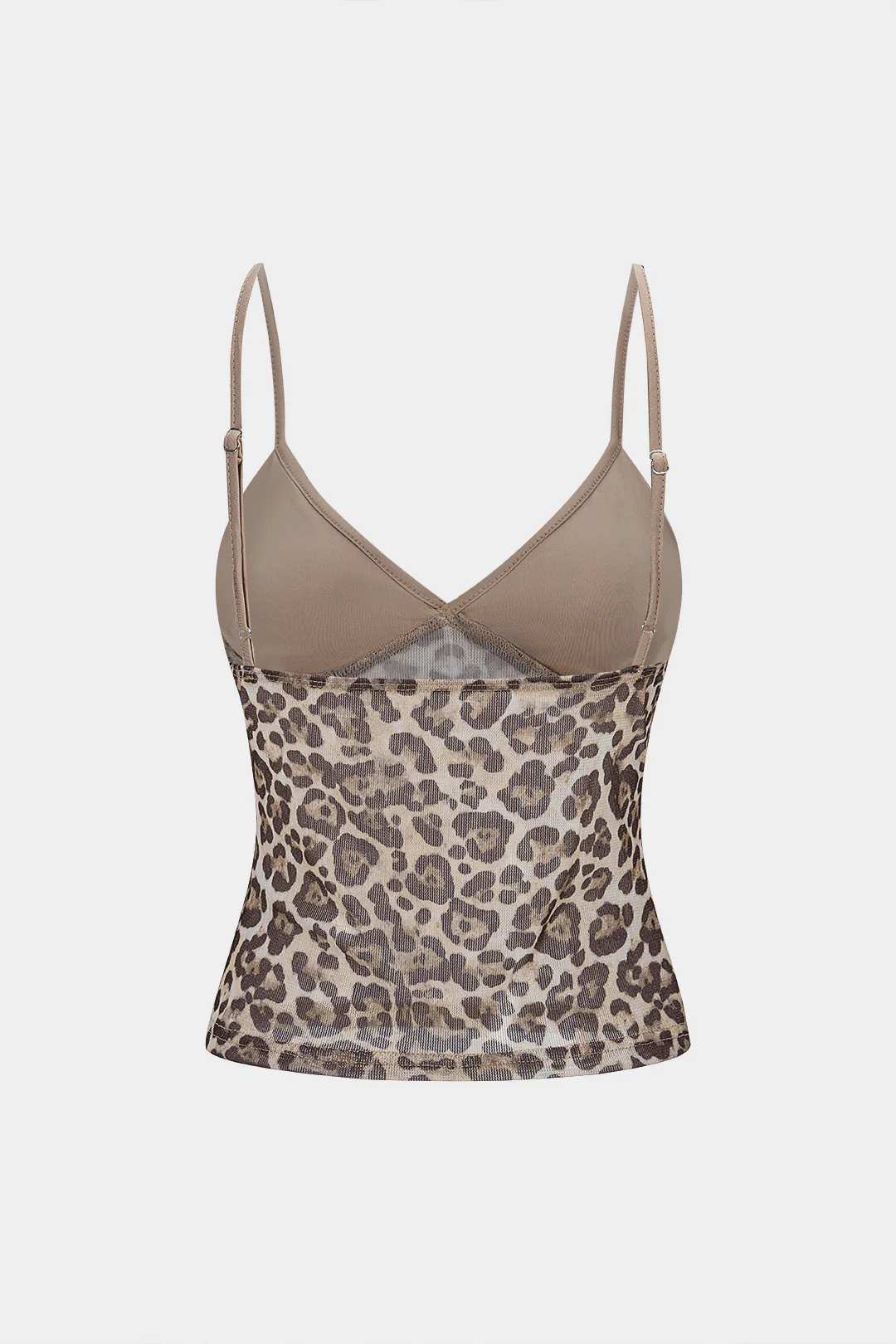 Leopard Print Mesh Backless V-Neck Slip Cami Top - Image 2