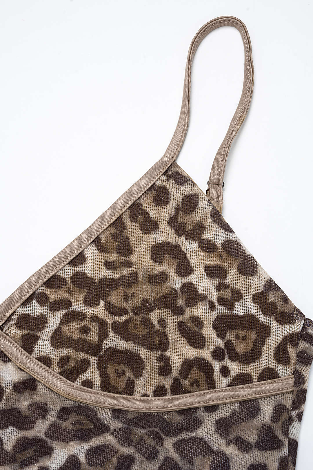 Leopard Print Mesh Backless V-Neck Slip Cami Top - Image 3