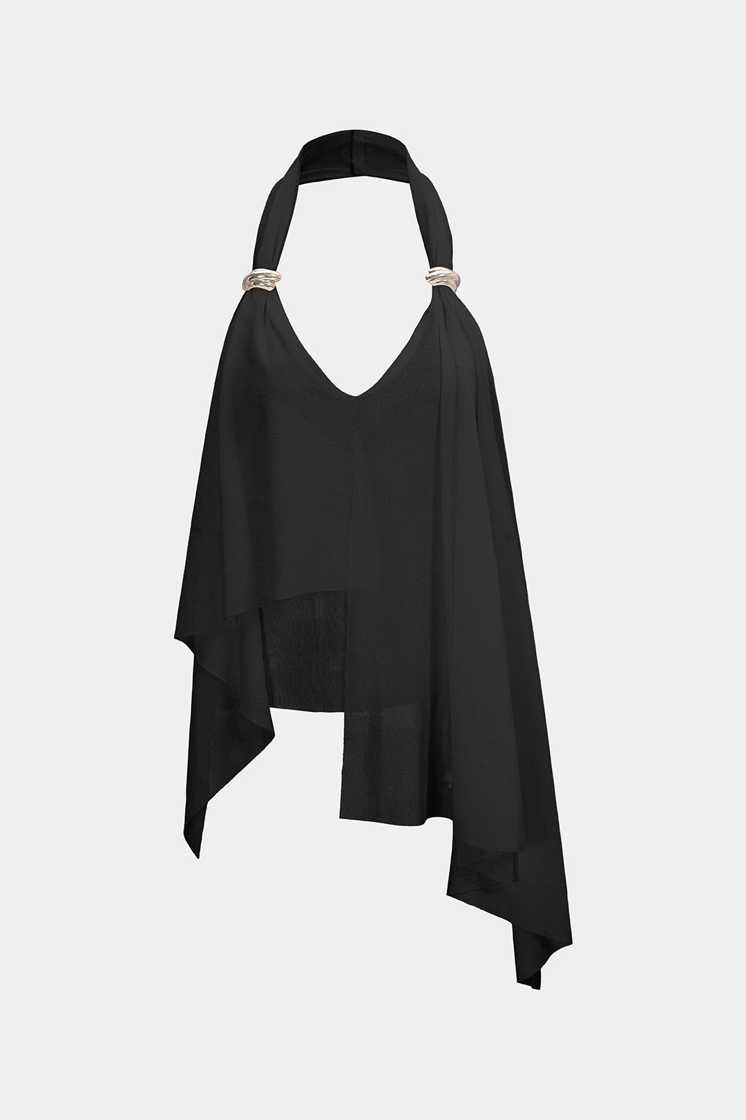 Mesh Halter V-Neck Asymmetrical Backless Ruched Cami Top - Image 10