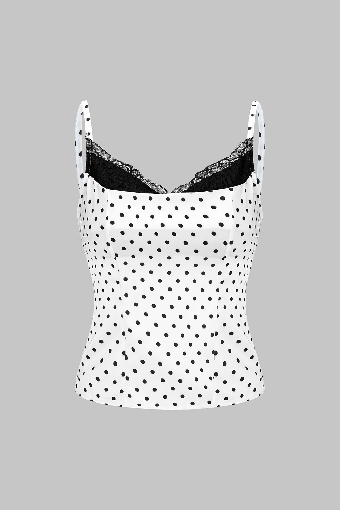 Polka Dots Print Lace Patchwork Cami Top - Image 2