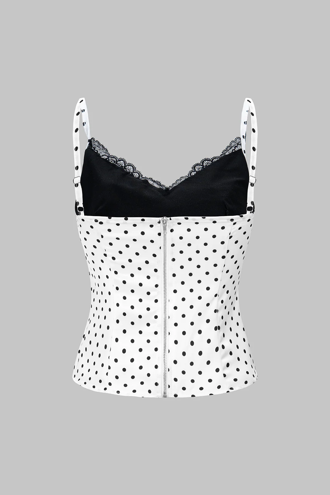 Polka Dots Print Lace Patchwork Cami Top - Image 3