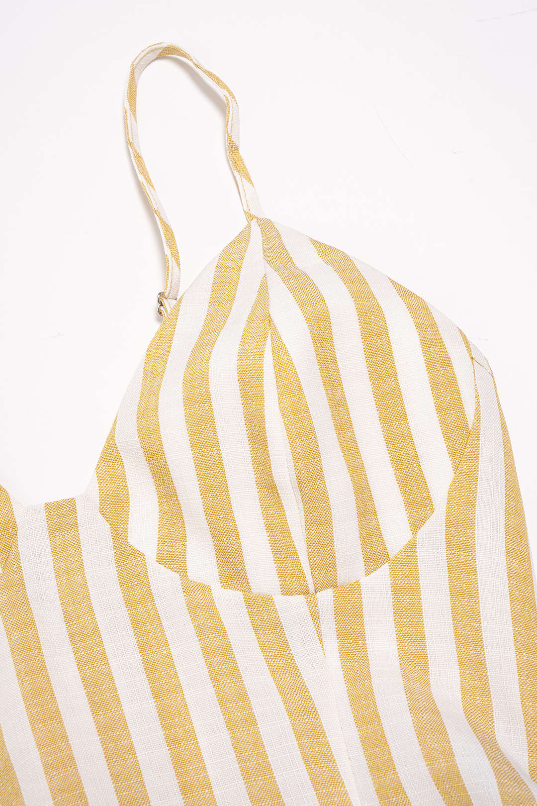 Stripes Contrast Print Linen Patchwork Ruched Sleeveless Mini Dress - Image 3
