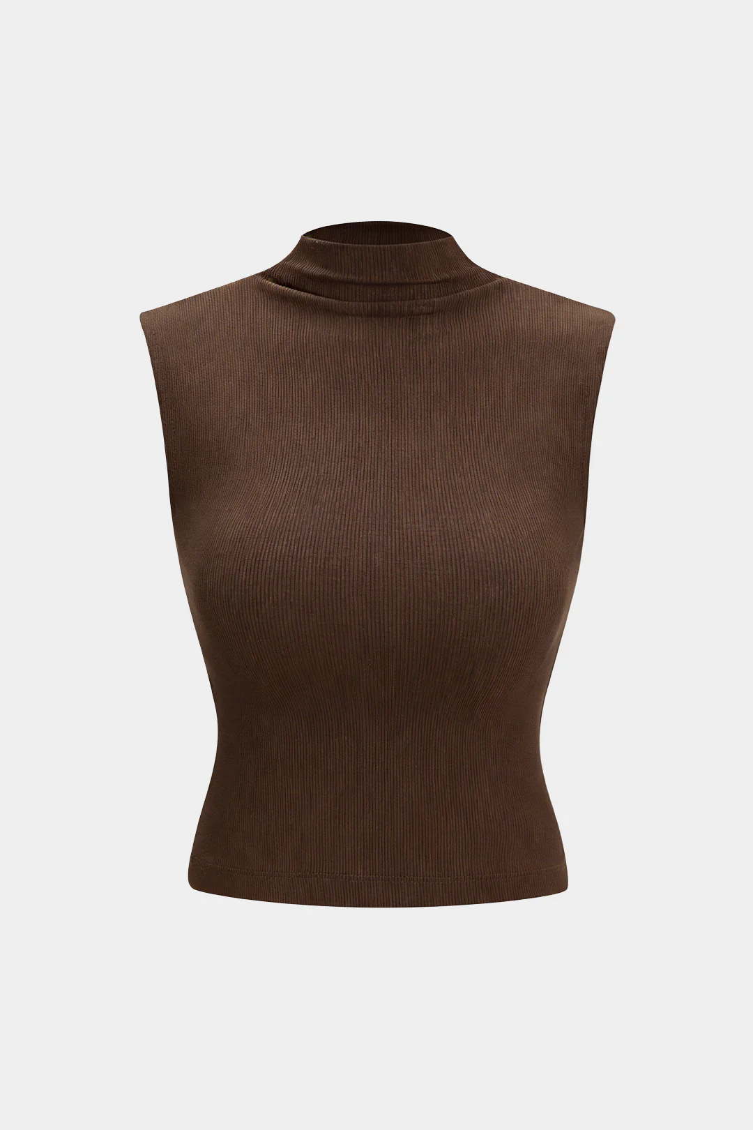 Mock Neck Ribbed Crop Tank Top - Image 5