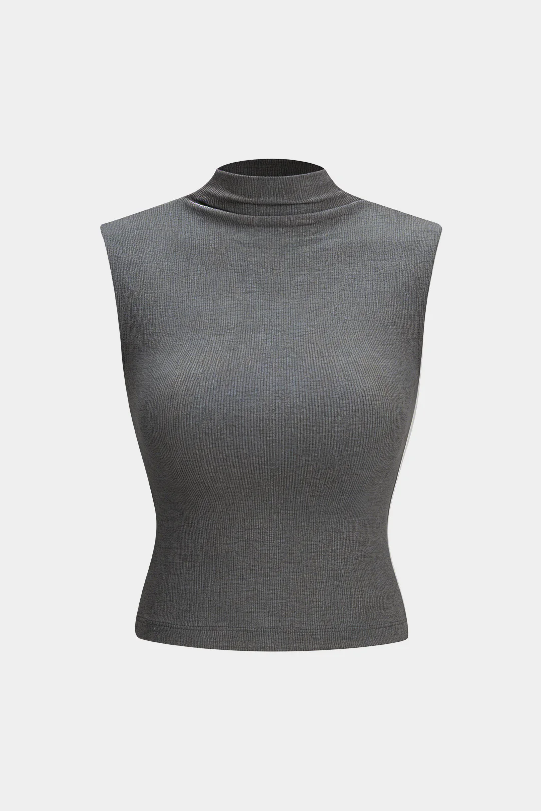 Mock Neck Ribbed Crop Tank Top - Image 6
