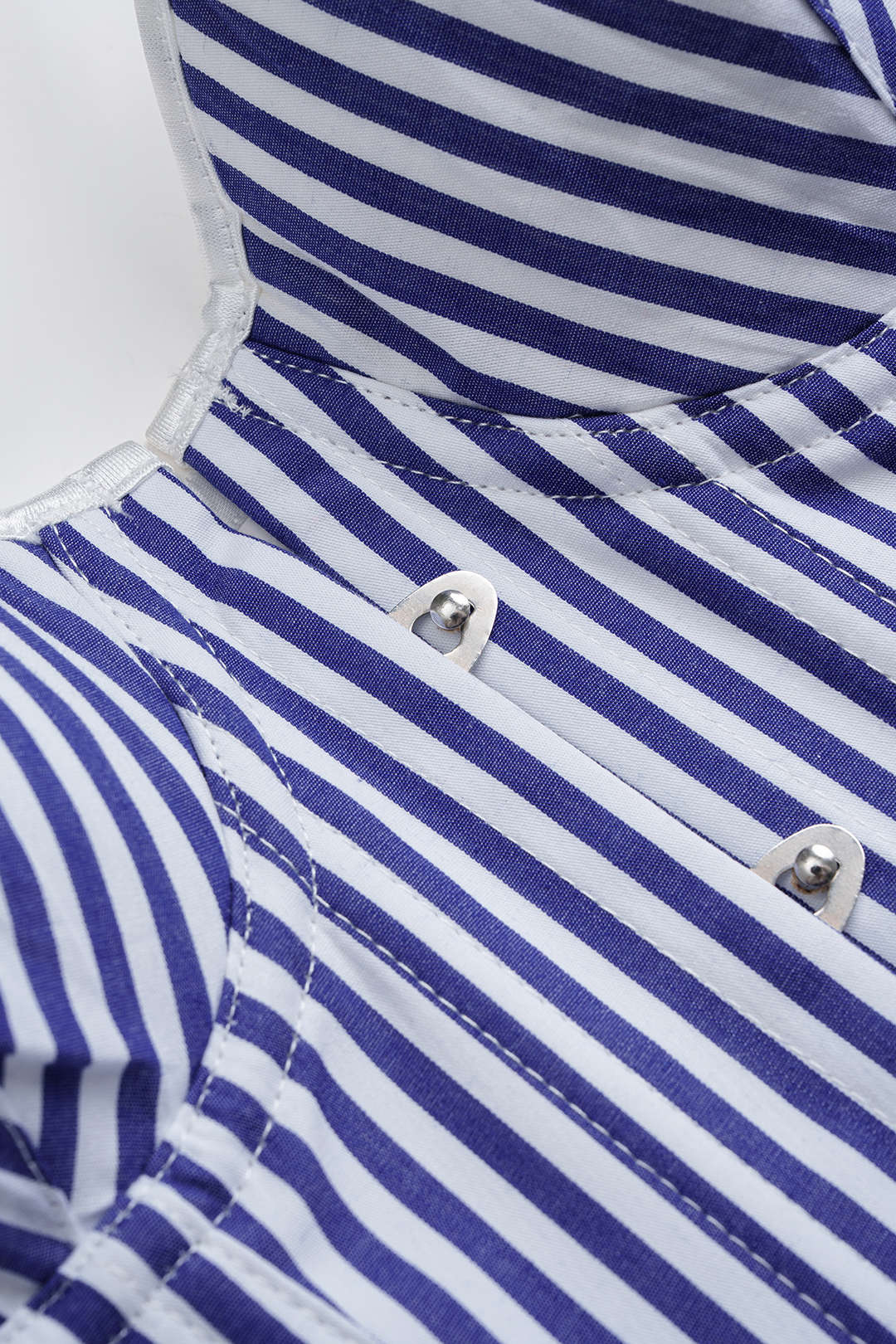 Stripes Print Button Hook And Eye Tie-Back Slip Cami Top - Image 3