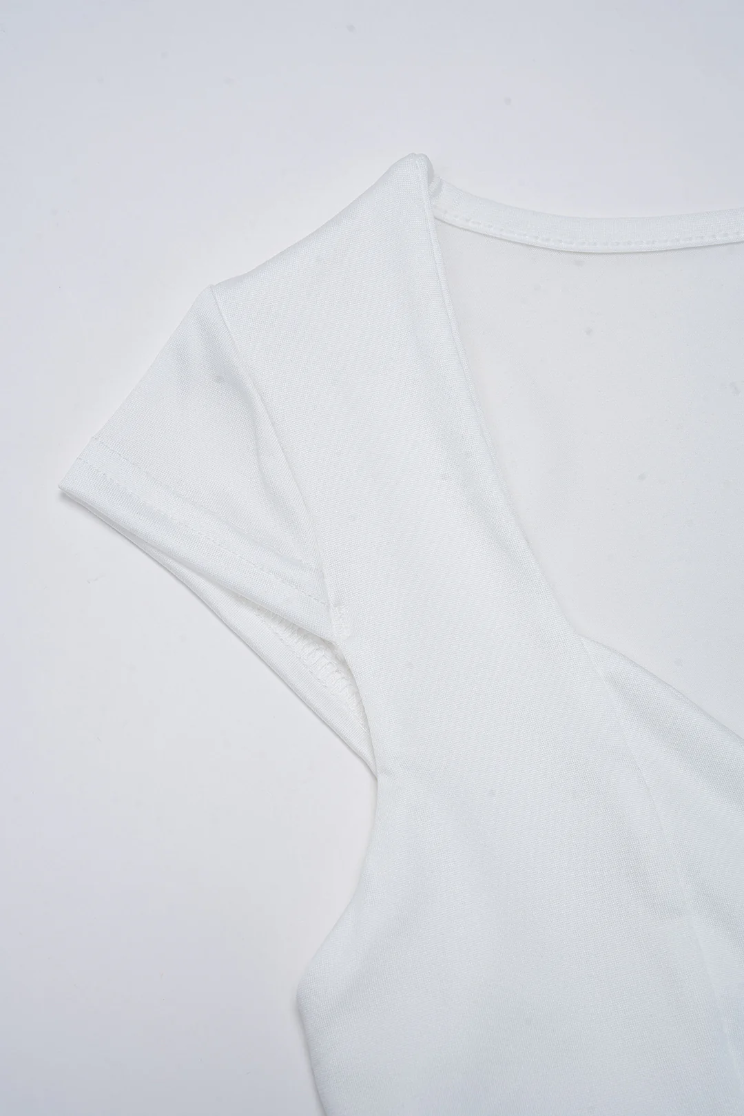 Solid V-Neck Short Sleeve T-Shirt - Image 3