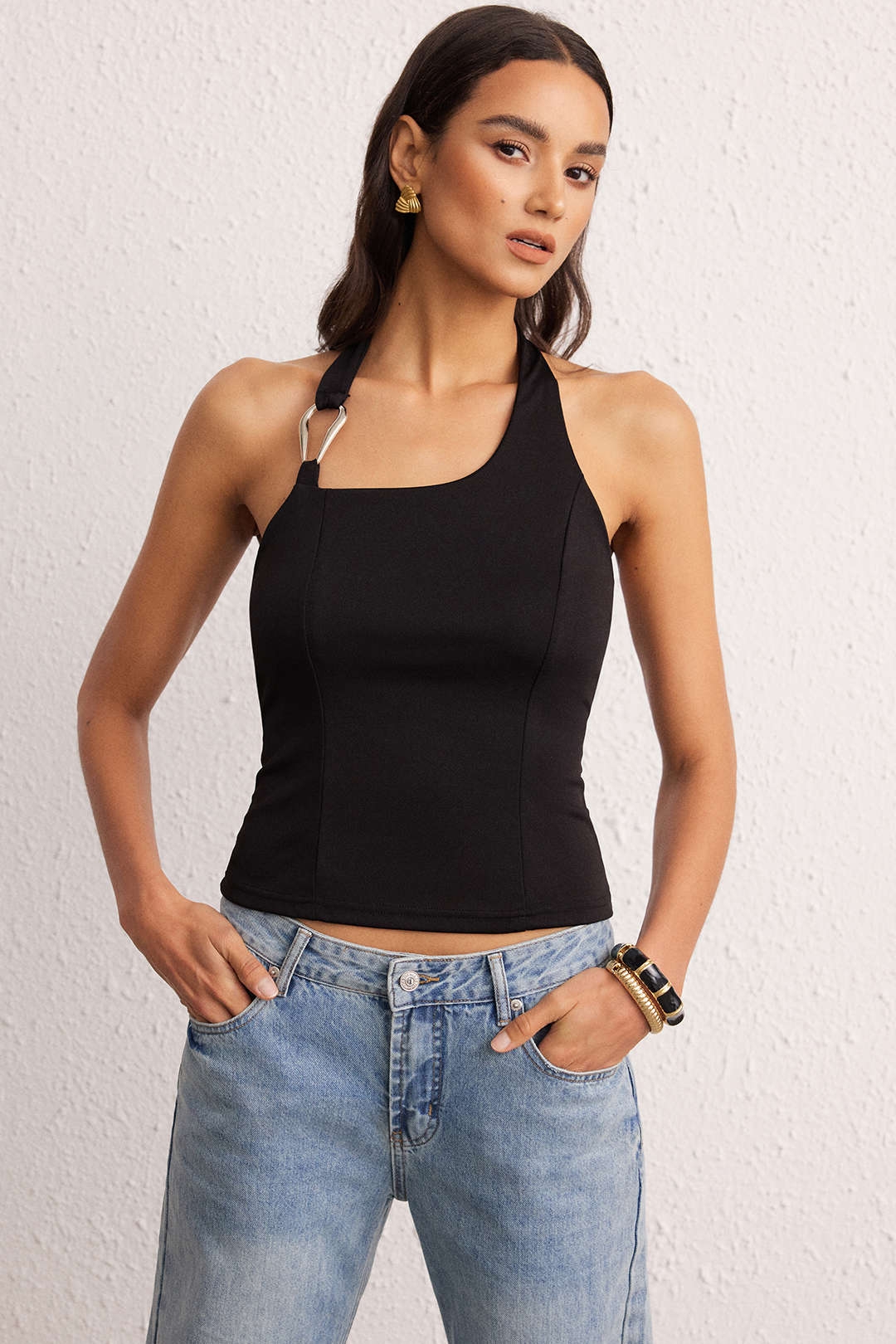 Halter Neck Metallic Tank Top - Image 2