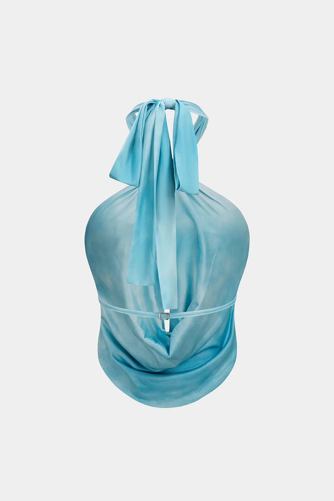 Metallic Decor Halter Neck Tie-Up Cut Out Ruched Backless Cami Top - Image 2