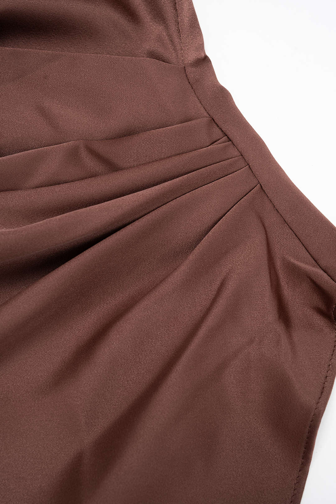 Satin Crossed V-Neck Asymmetrical Ruched Tank Top - Image 4