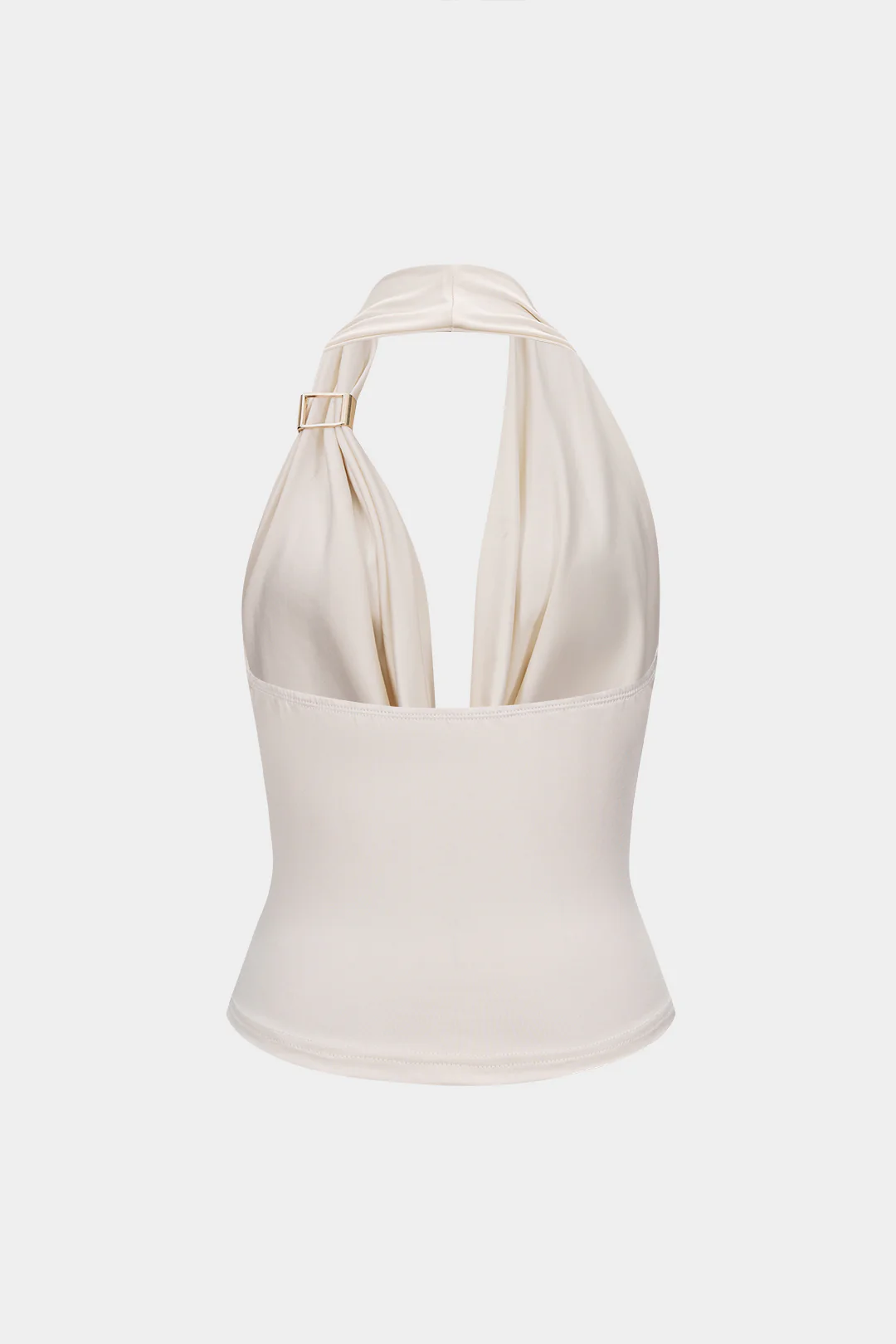Halter Draped Cowl Neck Metallic Backless Tank Top - Image 3