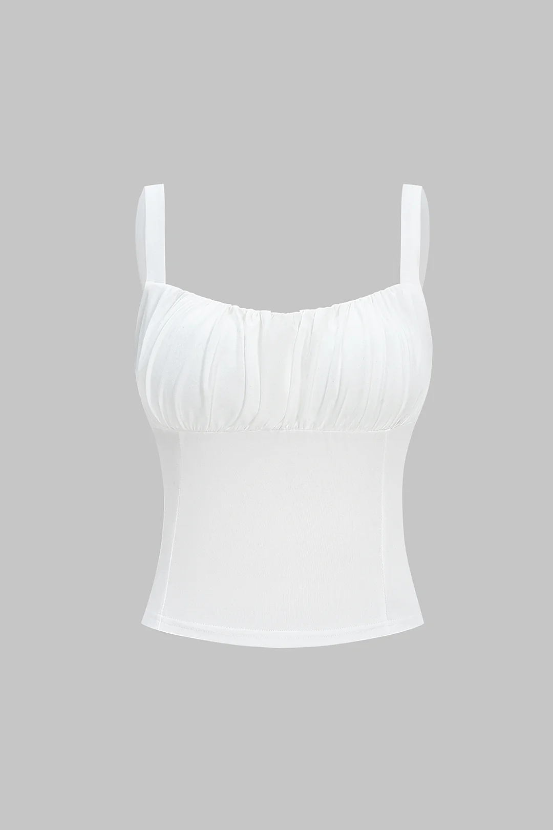 Solid Square Neck Ruched Cami Top - Image 2