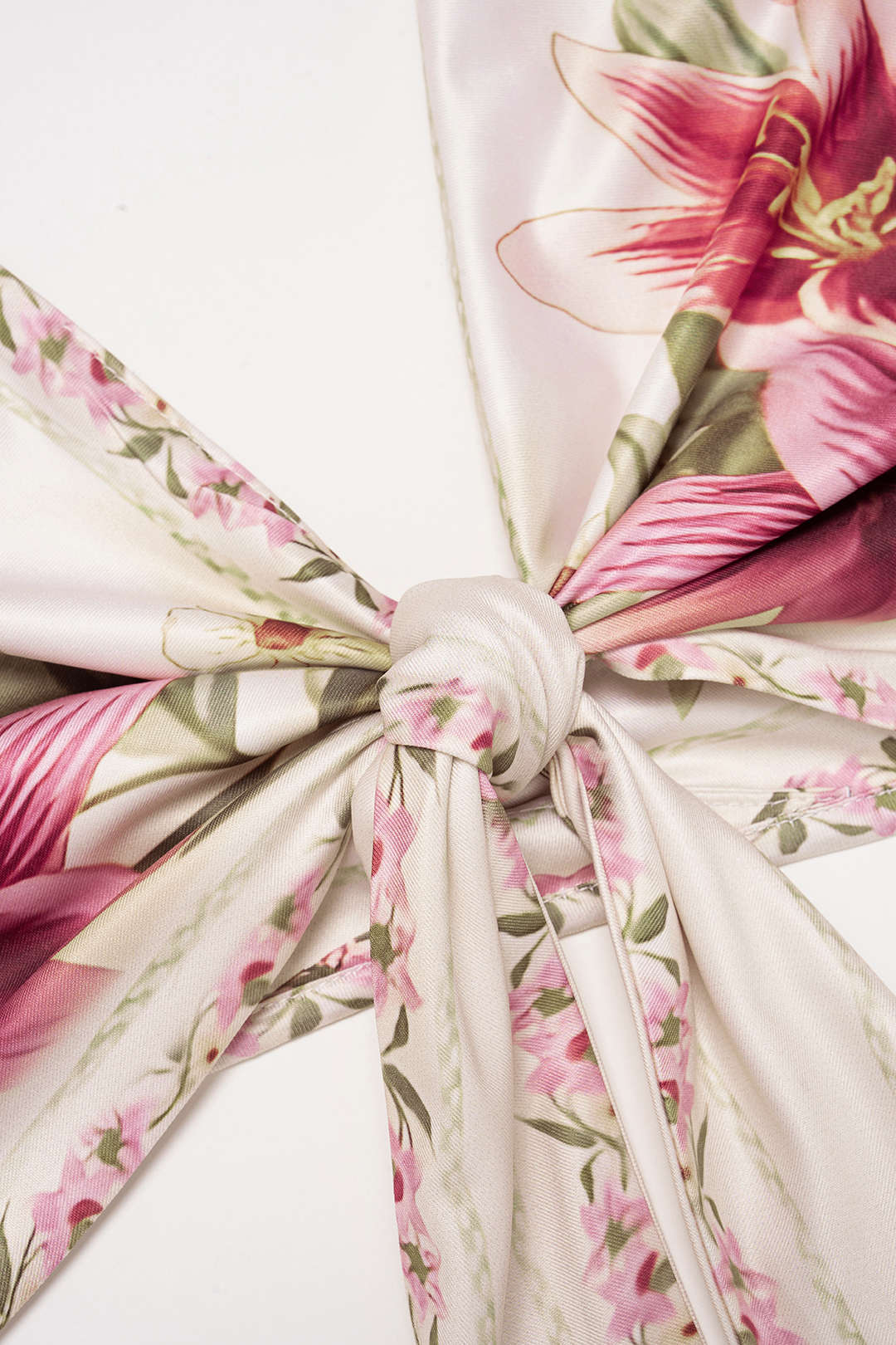 Floral Print Satin Halter Tie-Up Backless Sleeveless Cropped Top - Image 3