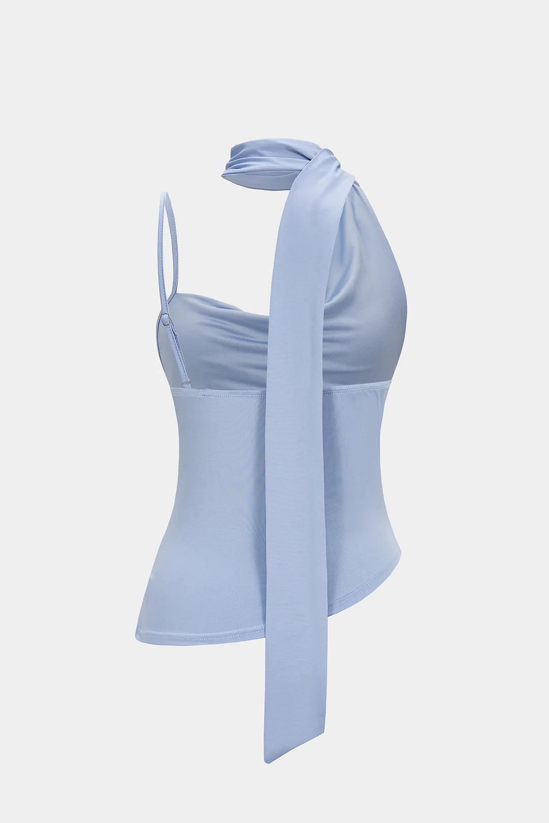 Asymmetrical Halter Neck Ruched Cami Top - Image 2