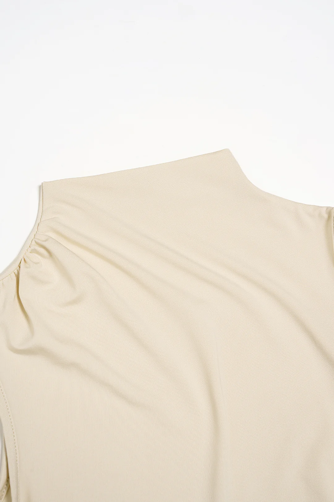 Solid Mock Neck Asymmetrical Ruched Tank Top - Image 10