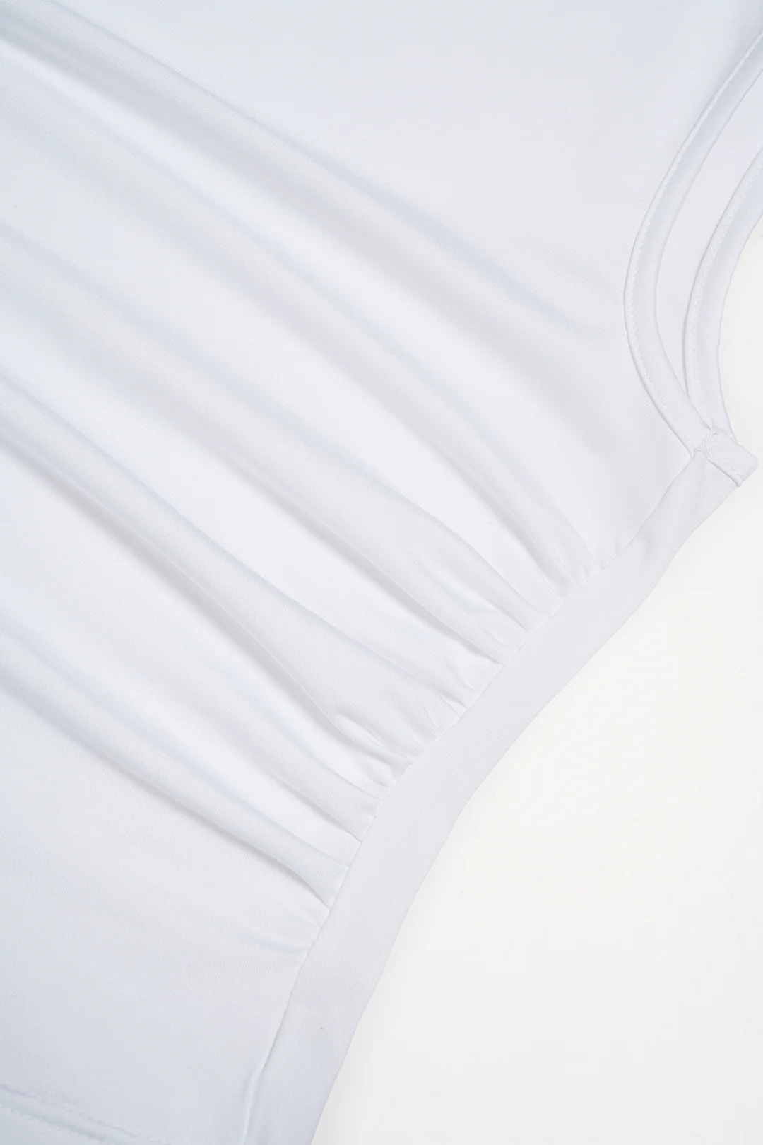Solid Mock Neck Asymmetrical Ruched Tank Top - Image 5