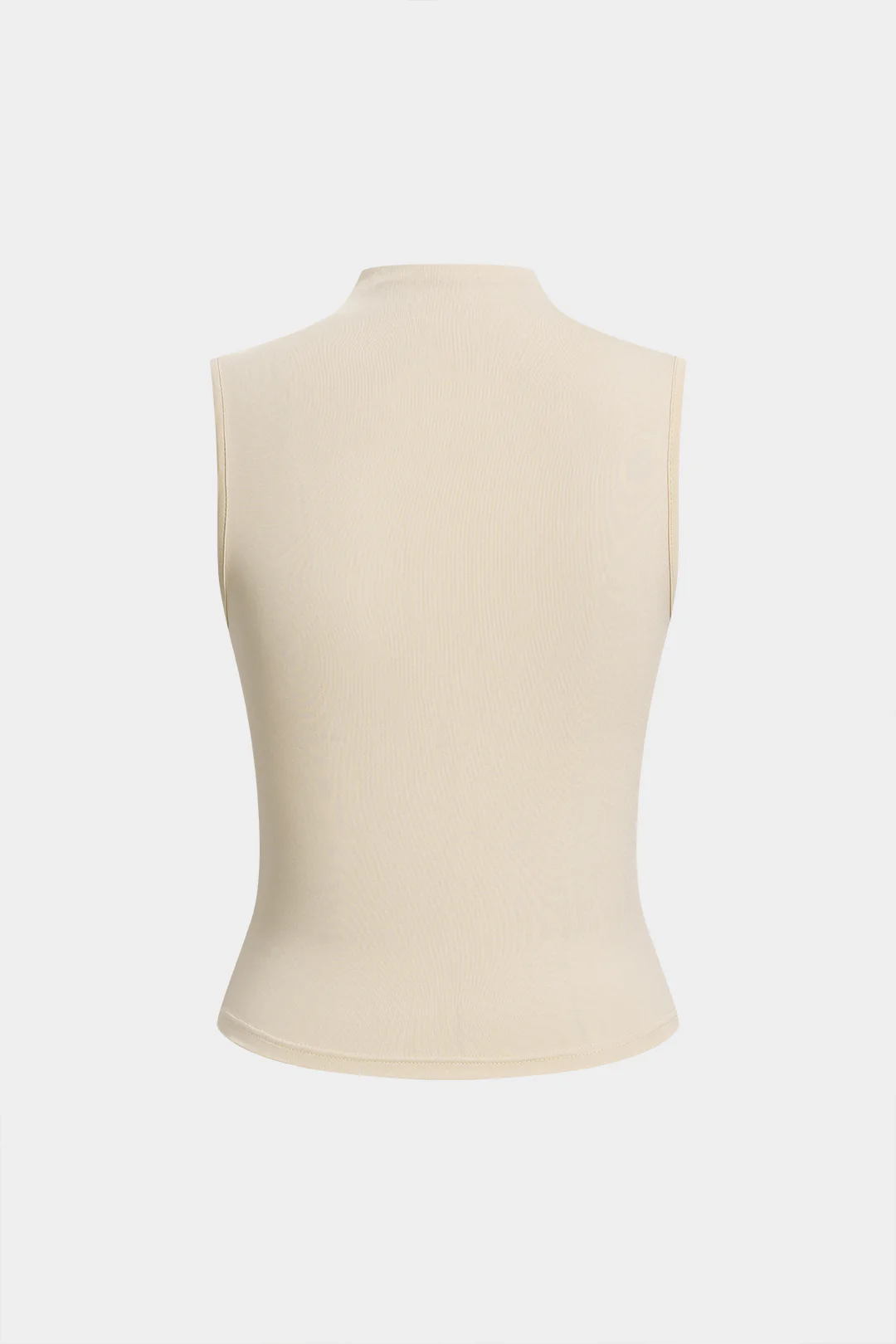 Solid Mock Neck Asymmetrical Ruched Tank Top - Image 7