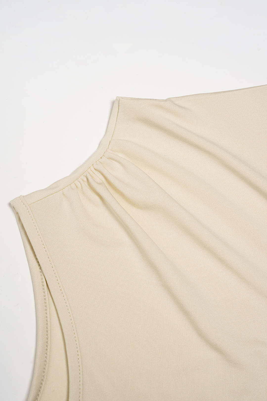 Solid Mock Neck Asymmetrical Ruched Tank Top - Image 8