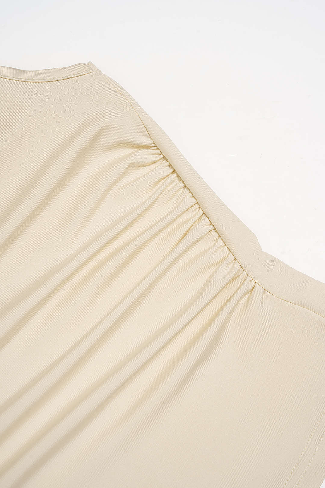 Solid Mock Neck Asymmetrical Ruched Tank Top - Image 9