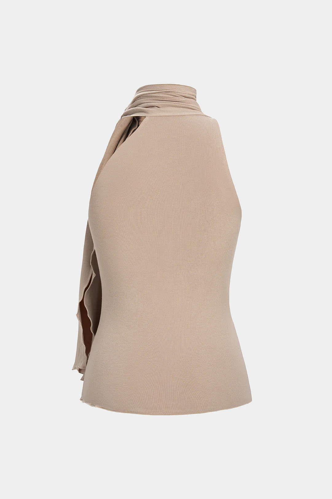 Solid Mock Neck Tie-Up Tank Top - Image 2