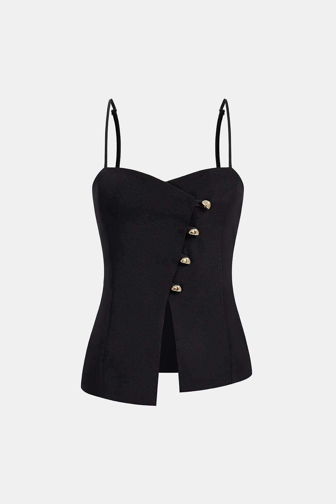 Asymmetrical Button Slit Cami Top - Image 2
